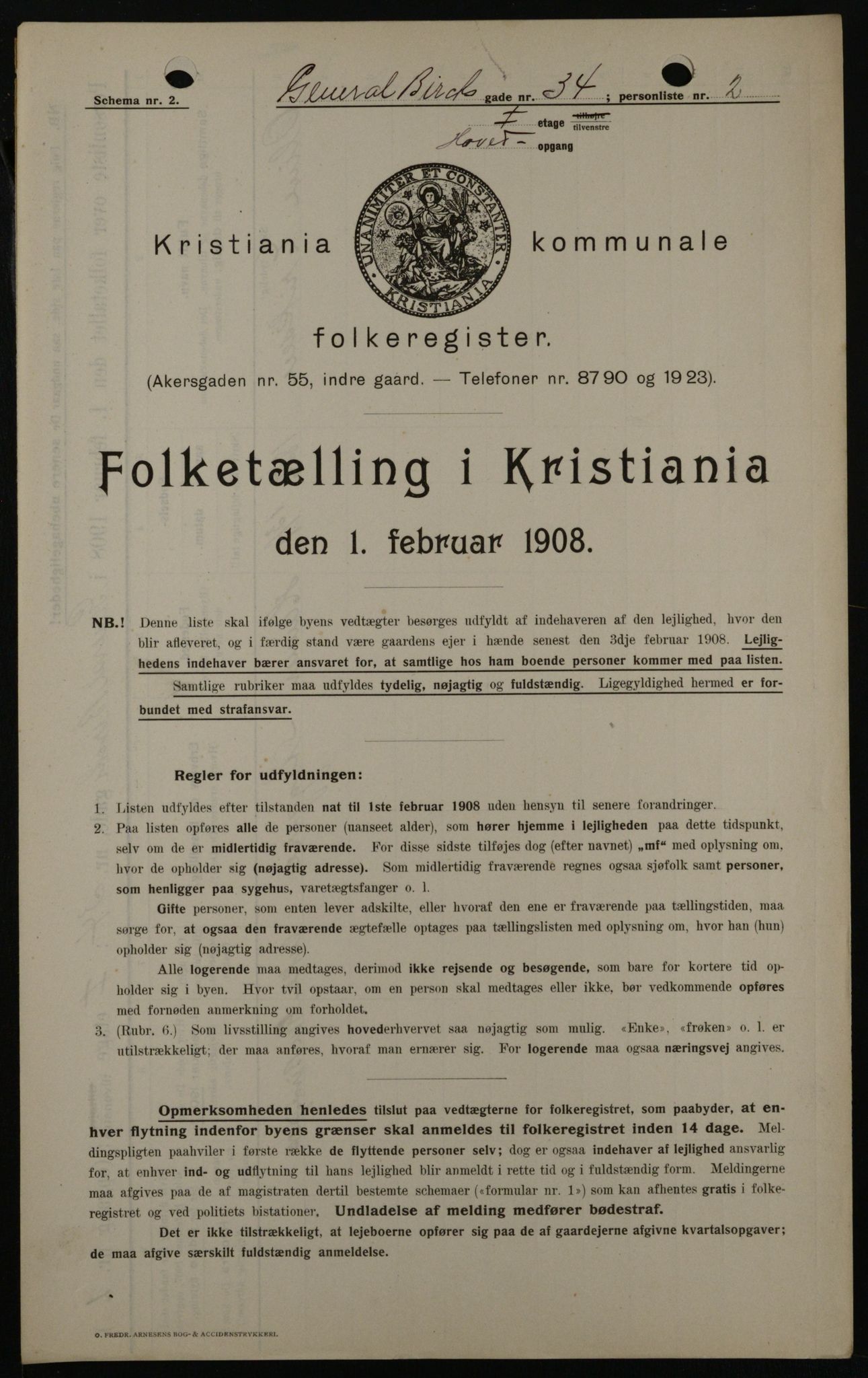 OBA, Kommunal folketelling 1.2.1908 for Kristiania kjøpstad, 1908, s. 26268