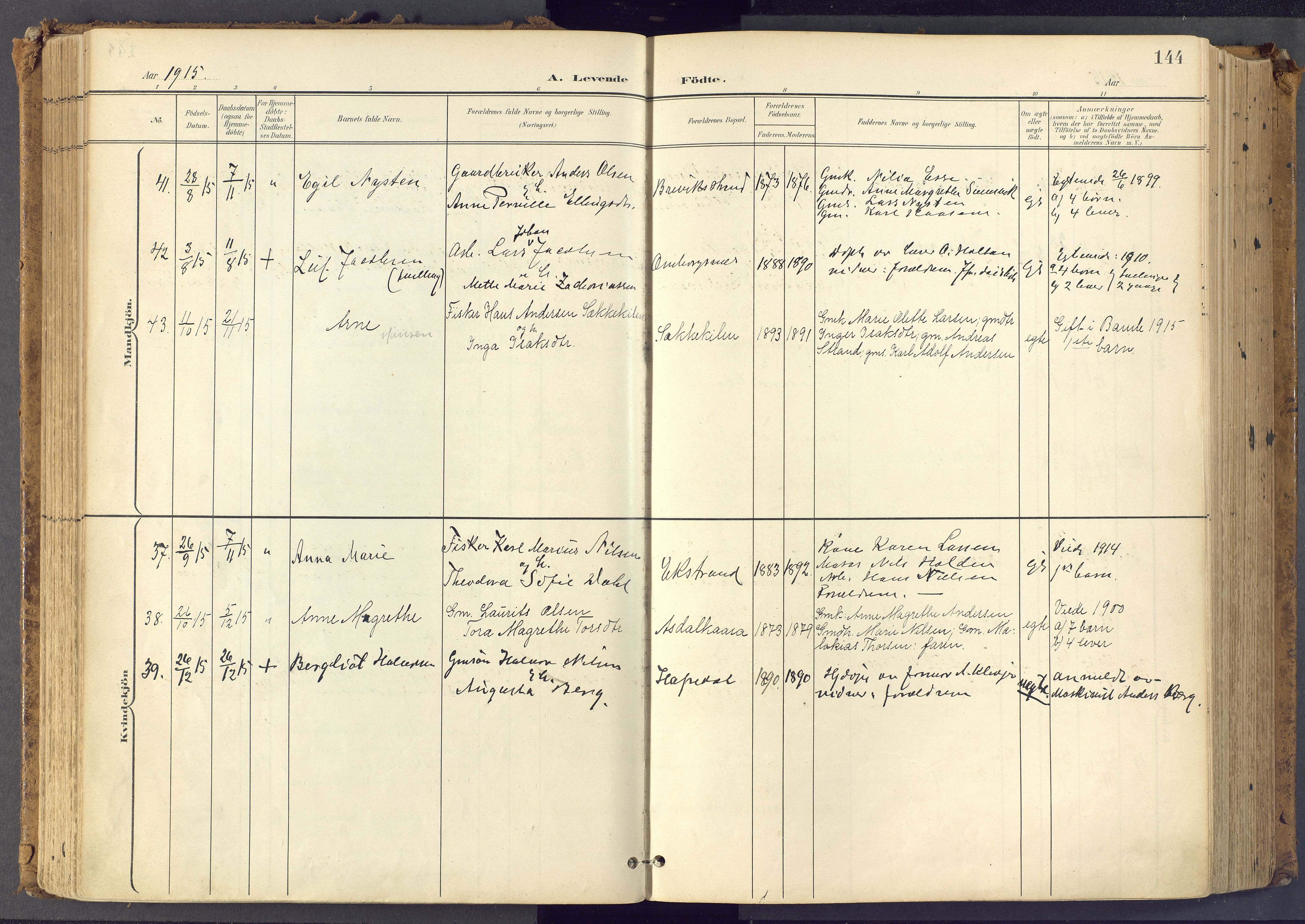Bamble kirkebøker, AV/SAKO-A-253/F/Fa/L0009: Ministerialbok nr. I 9, 1901-1917, s. 144
