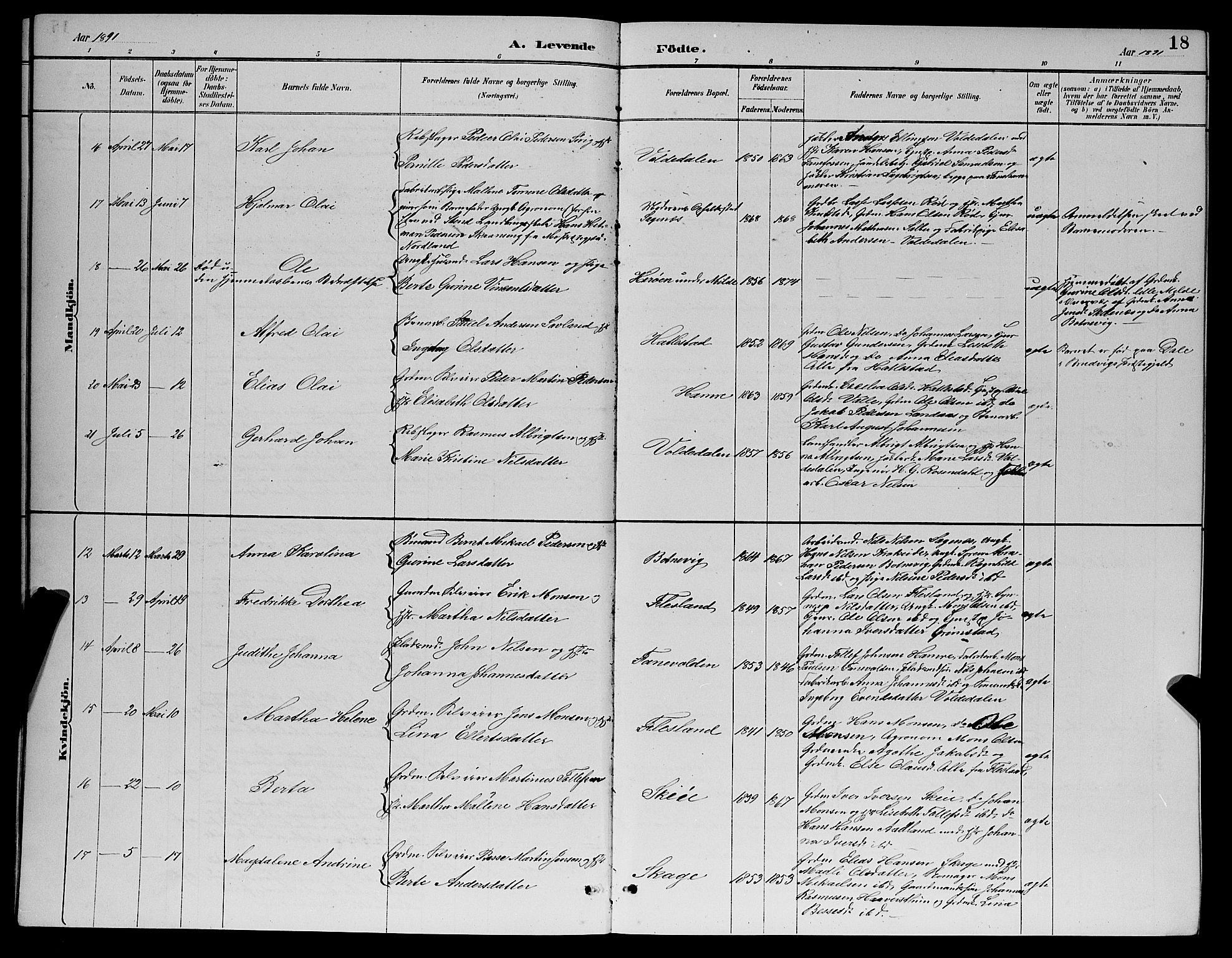 Fana Sokneprestembete, AV/SAB-A-75101/H/Hab/Haba/L0002: Klokkerbok nr. A 2, 1889-1895, s. 18