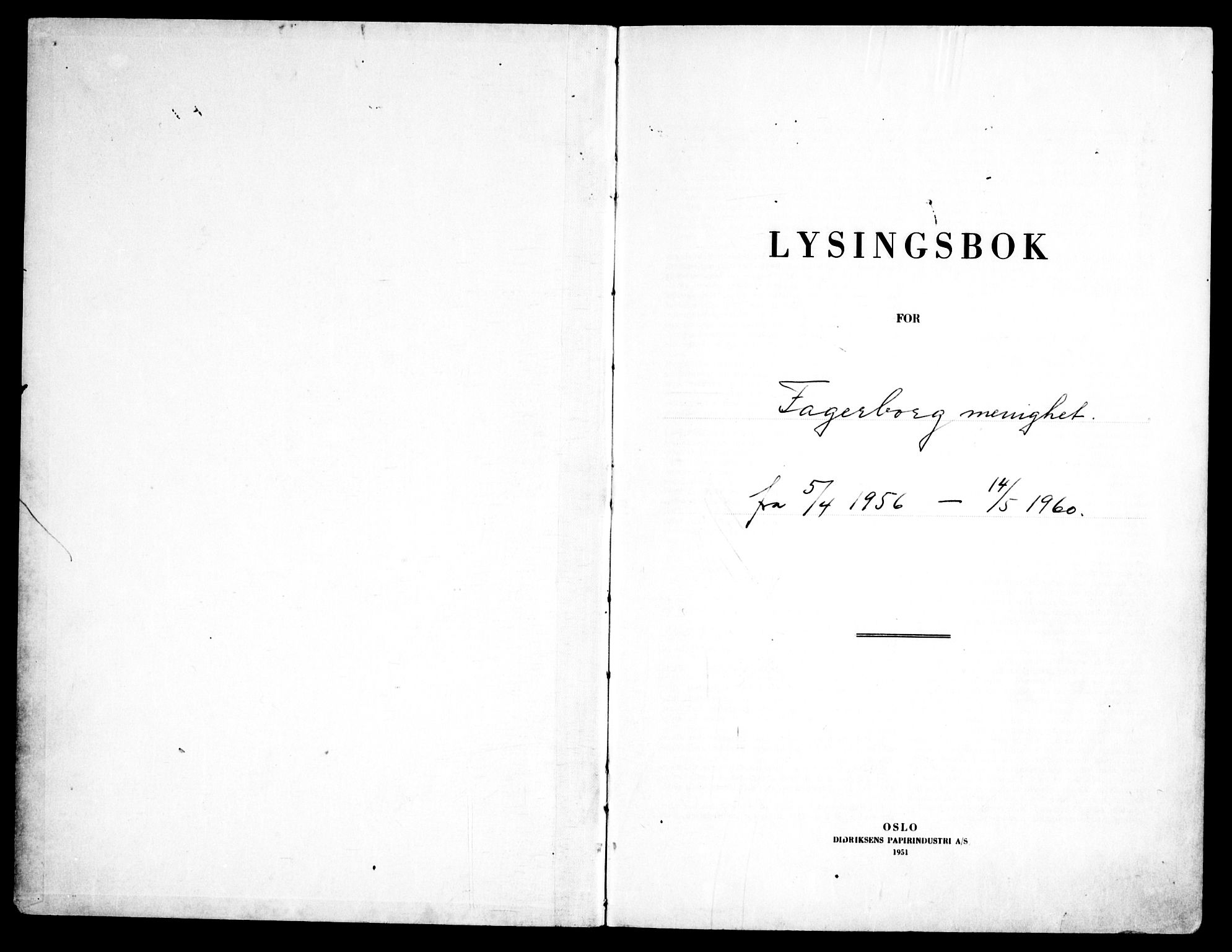 Fagerborg prestekontor Kirkebøker, SAO/A-10844/H/Ha/L0008: Lysningsprotokoll nr. 8, 1956-1960