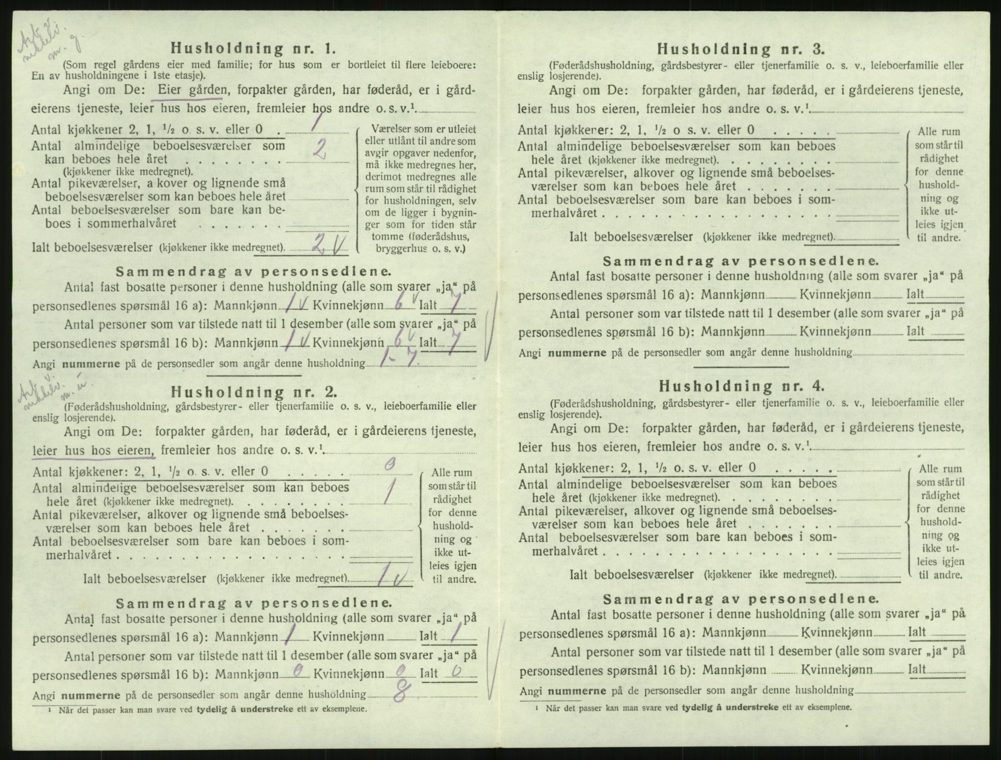 SAK, Folketelling 1920 for 0936 Hornnes herred, 1920, s. 144