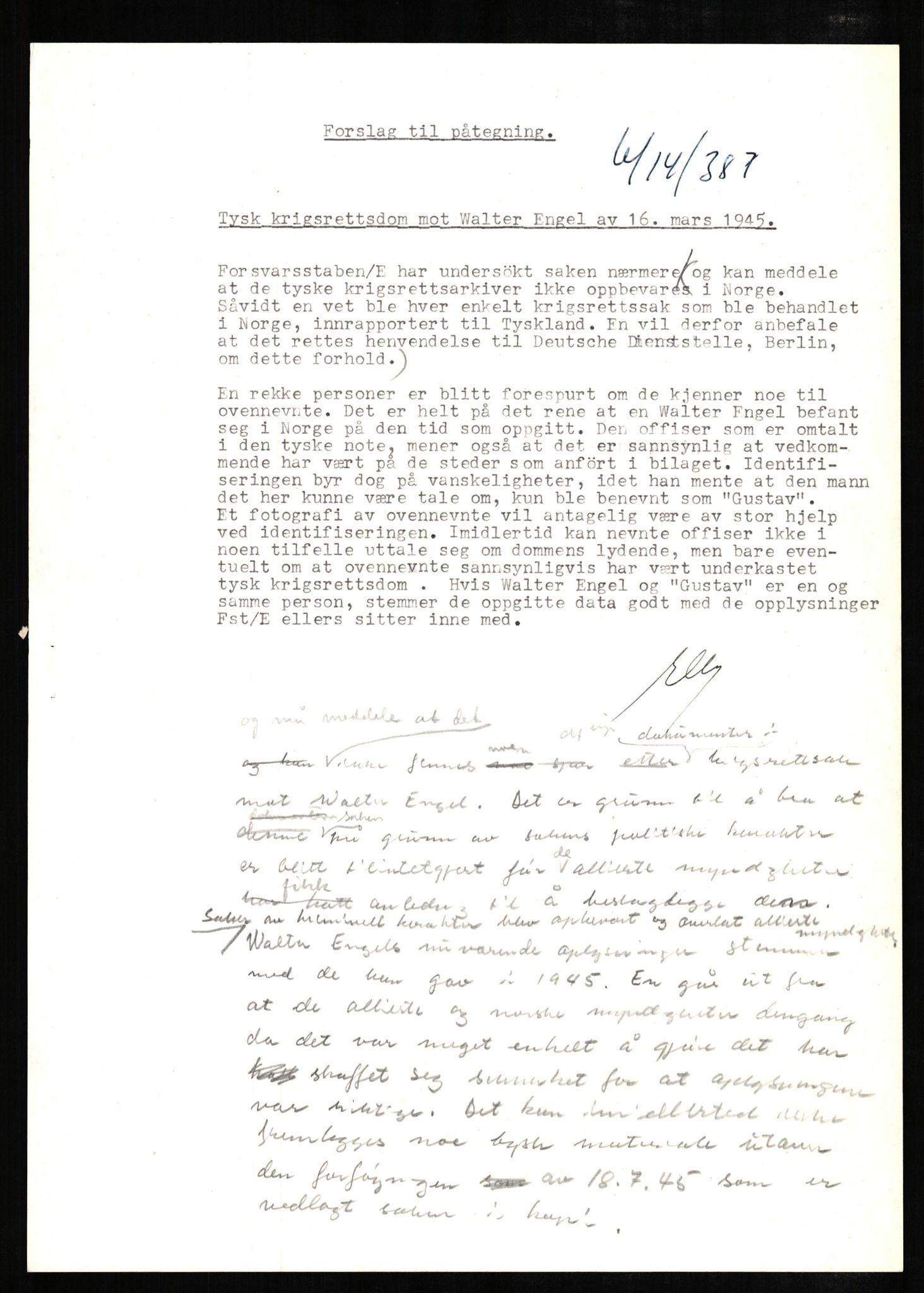 Forsvaret, Forsvarets overkommando II, RA/RAFA-3915/D/Db/L0007: CI Questionaires. Tyske okkupasjonsstyrker i Norge. Tyskere., 1945-1946, s. 209