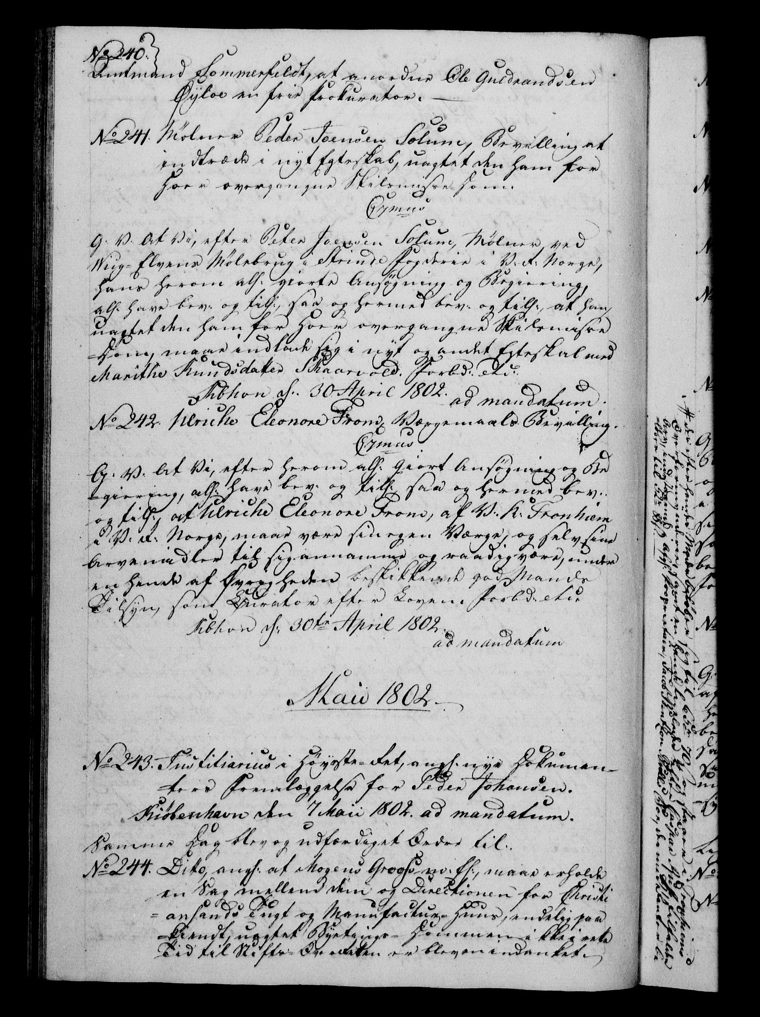 Danske Kanselli 1800-1814, RA/EA-3024/H/Hf/Hfb/Hfba/L0002: Registranter, 1802-1804, s. 31b