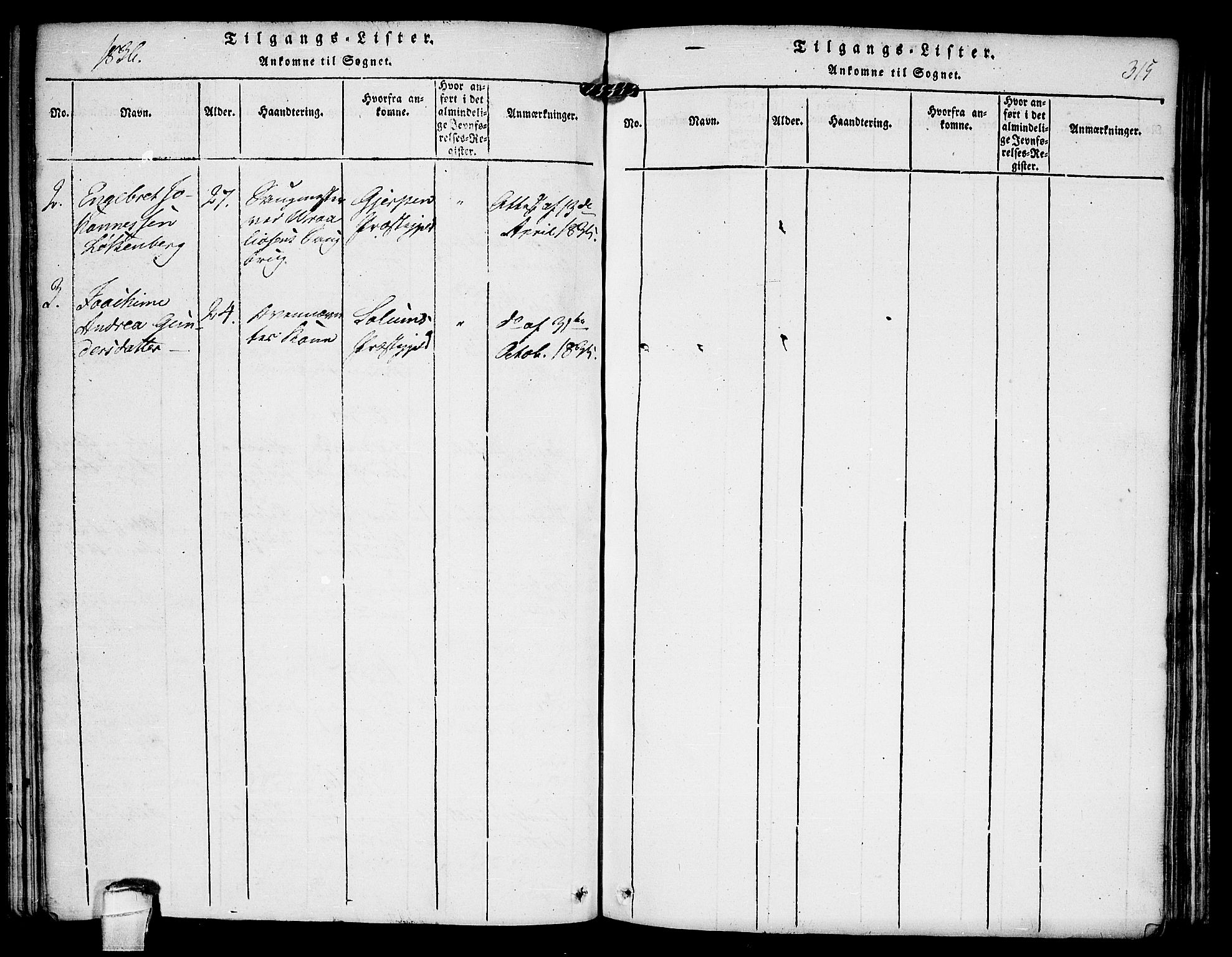 Kviteseid kirkebøker, AV/SAKO-A-276/F/Fc/L0001: Ministerialbok nr. III 1, 1815-1836, s. 315