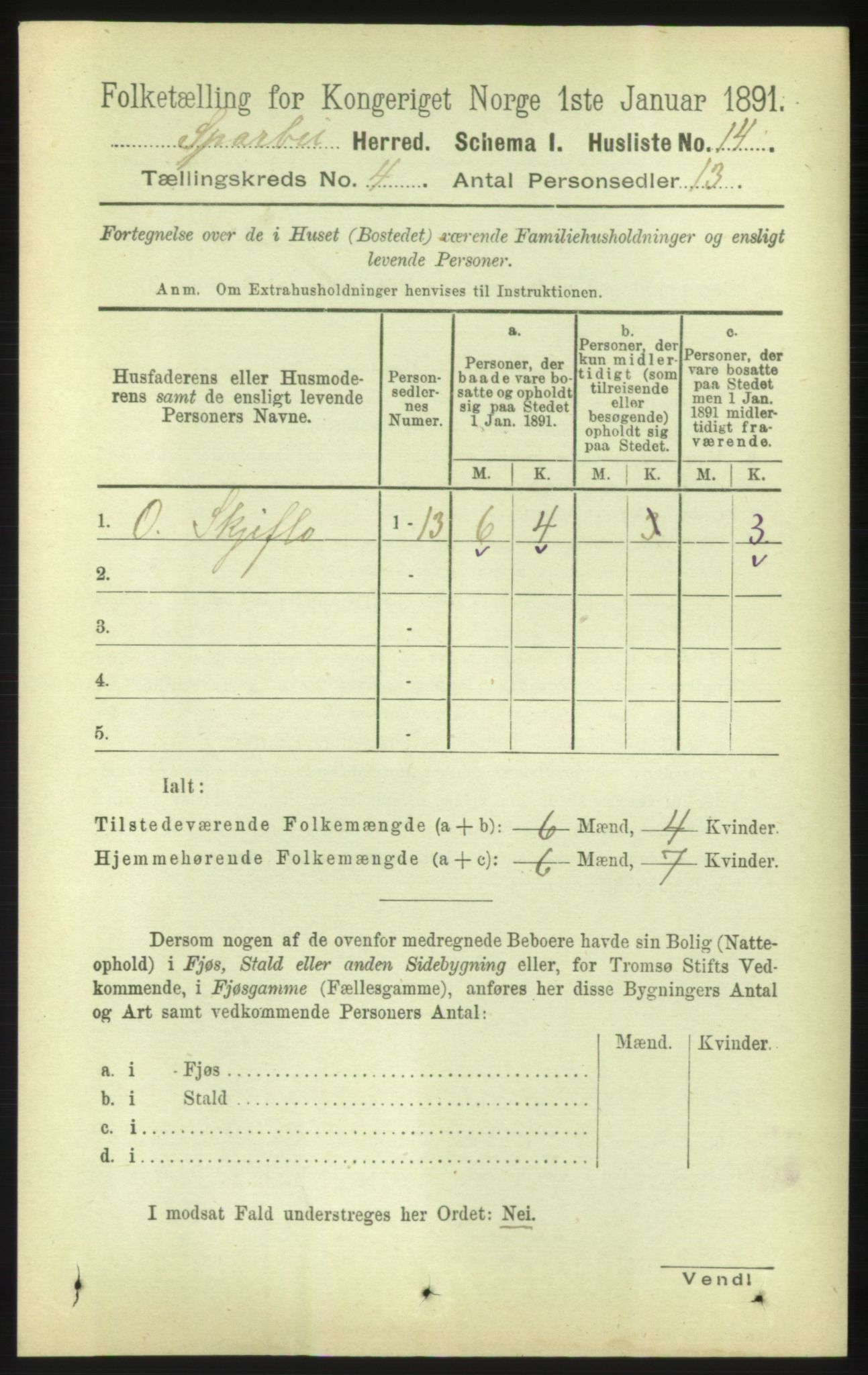 RA, Folketelling 1891 for 1731 Sparbu herred, 1891, s. 1335