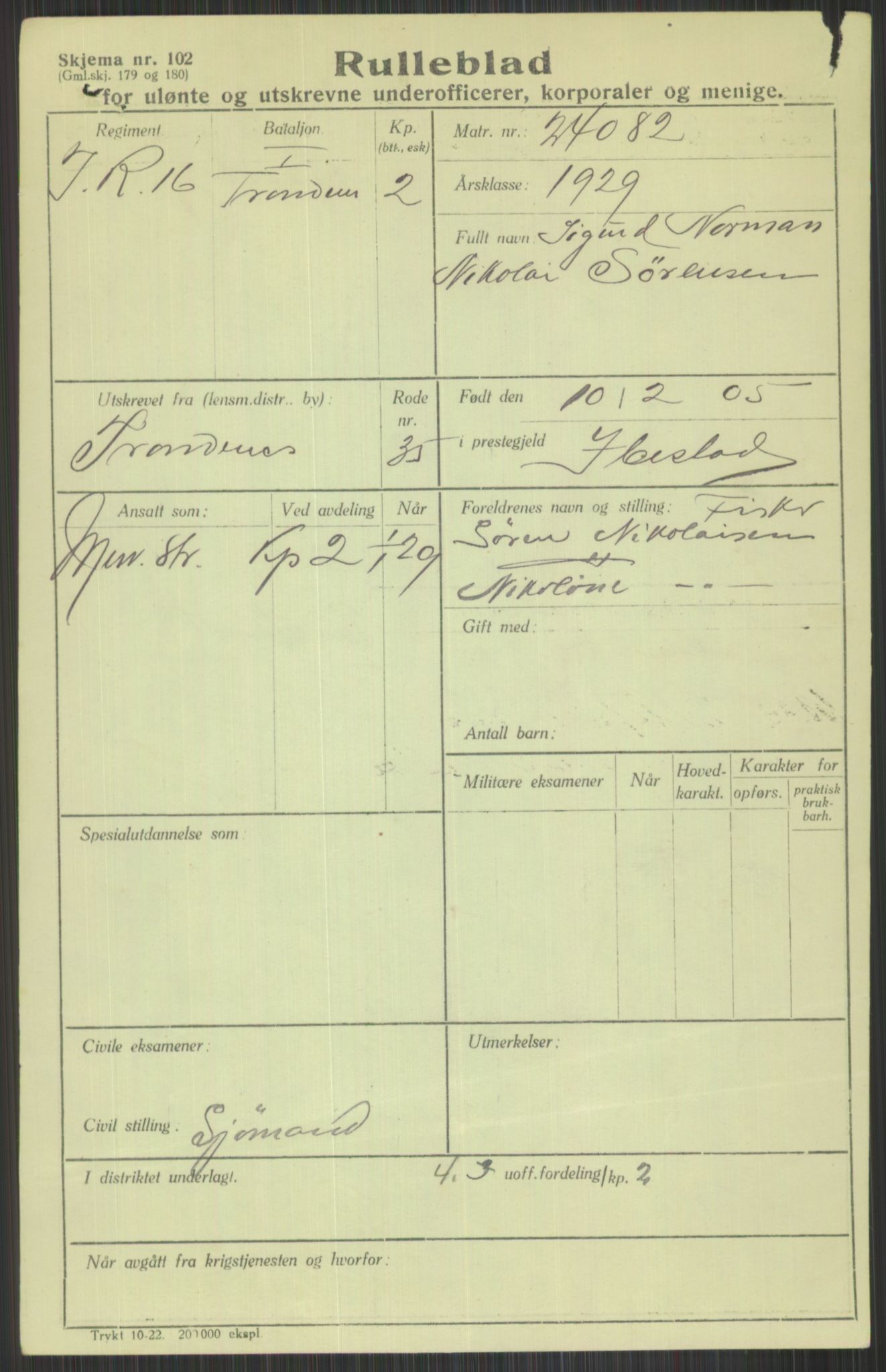 Forsvaret, Troms infanteriregiment nr. 16, AV/RA-RAFA-3146/P/Pa/L0013/0004: Rulleblad / Rulleblad for regimentets menige mannskaper, årsklasse 1929, 1929, s. 1249