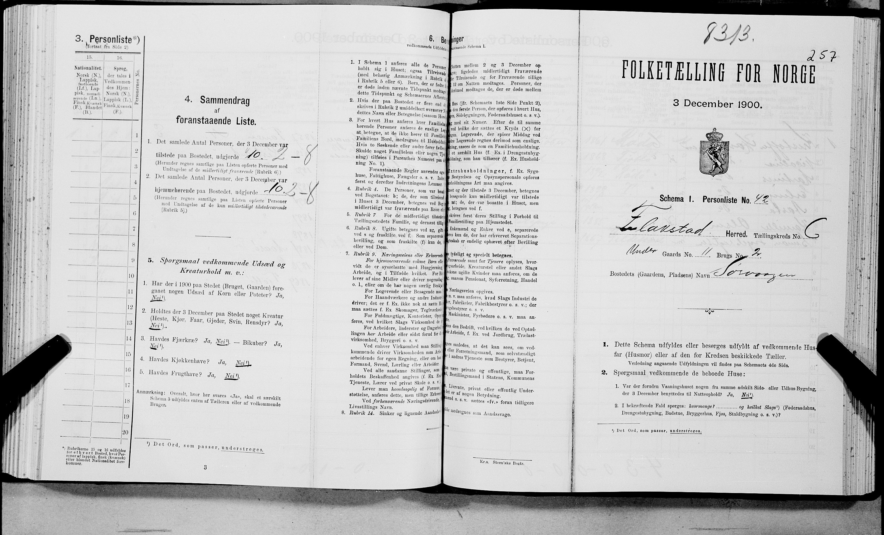 SAT, Folketelling 1900 for 1859 Flakstad herred, 1900, s. 747