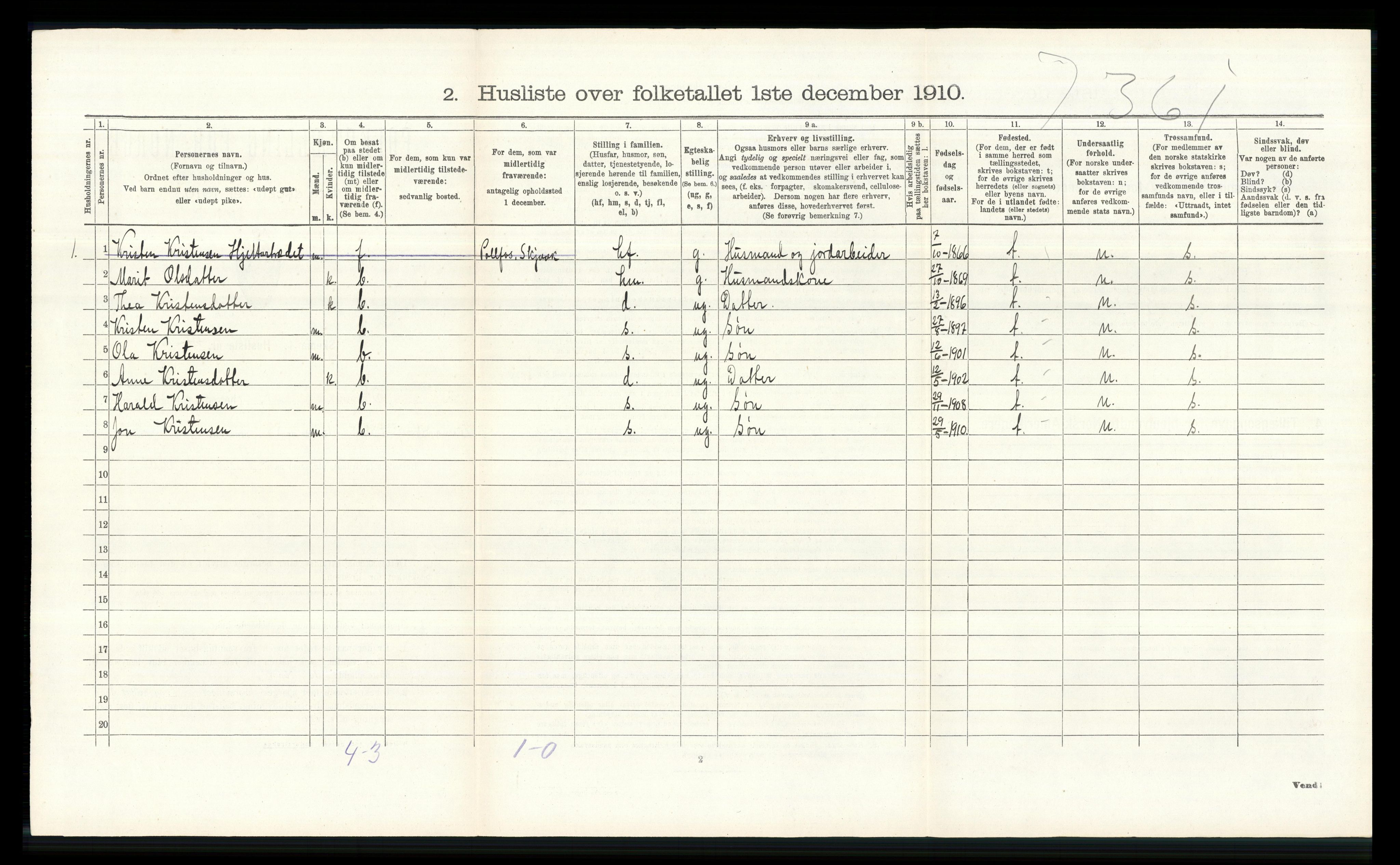 RA, Folketelling 1910 for 0513 Skjåk herred, 1910, s. 299