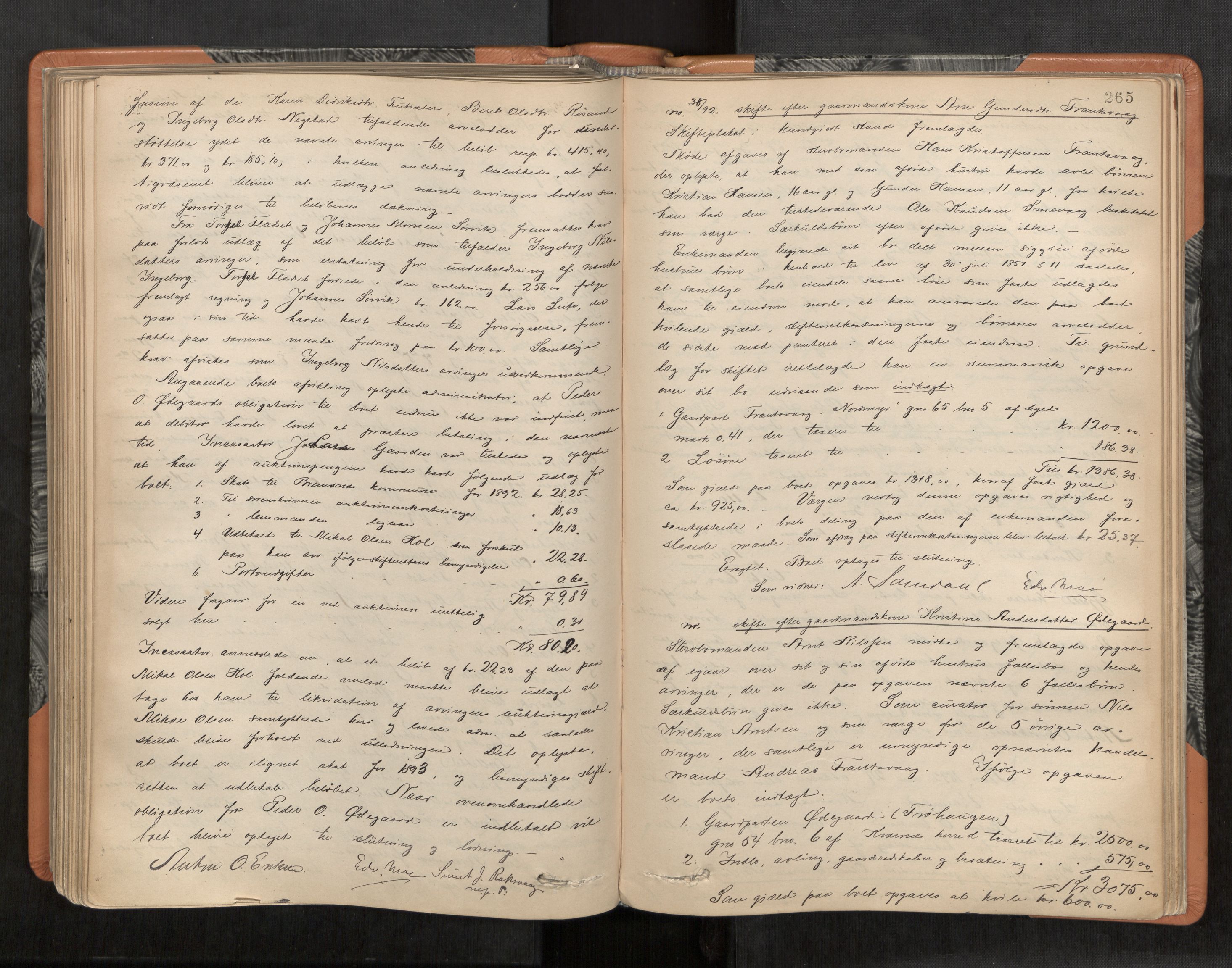 Nordmøre sorenskriveri, AV/SAT-A-4132/1/3/3B/L0005: Forhandlingsprotokoll nr. 05, 1887-1894, s. 265