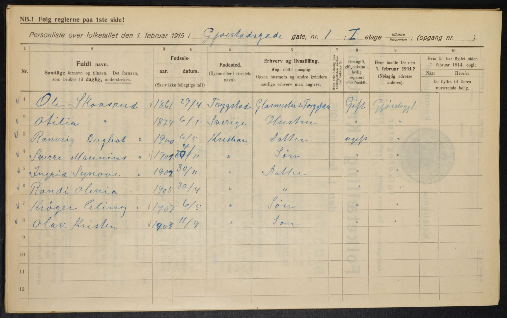 OBA, Kommunal folketelling 1.2.1915 for Kristiania, 1915, s. 28941