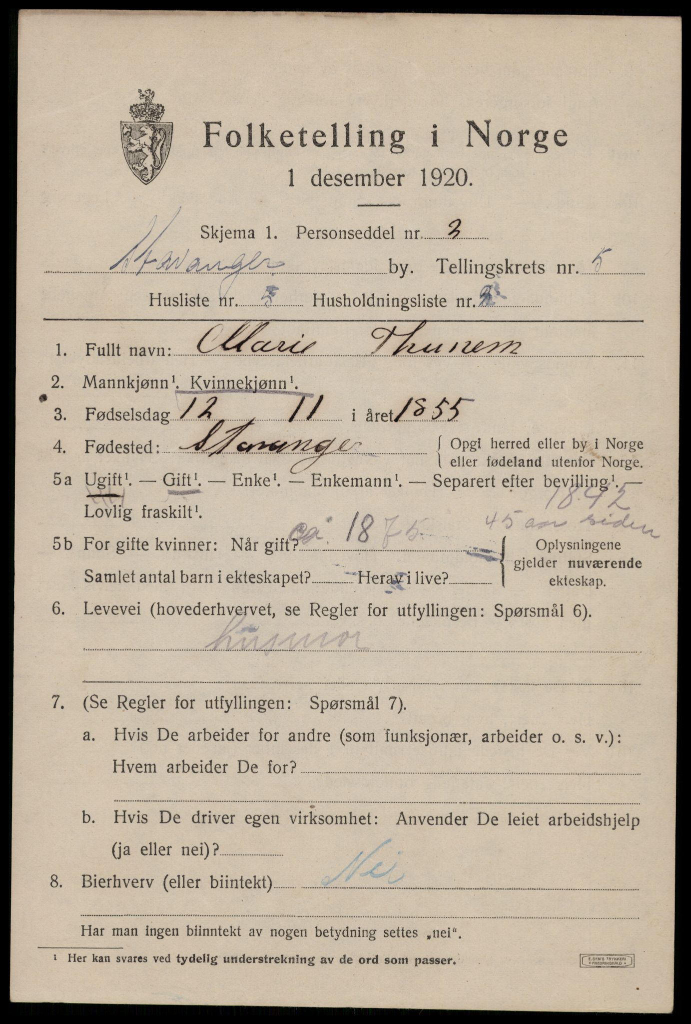 SAST, Folketelling 1920 for 1103 Stavanger kjøpstad, 1920, s. 39724