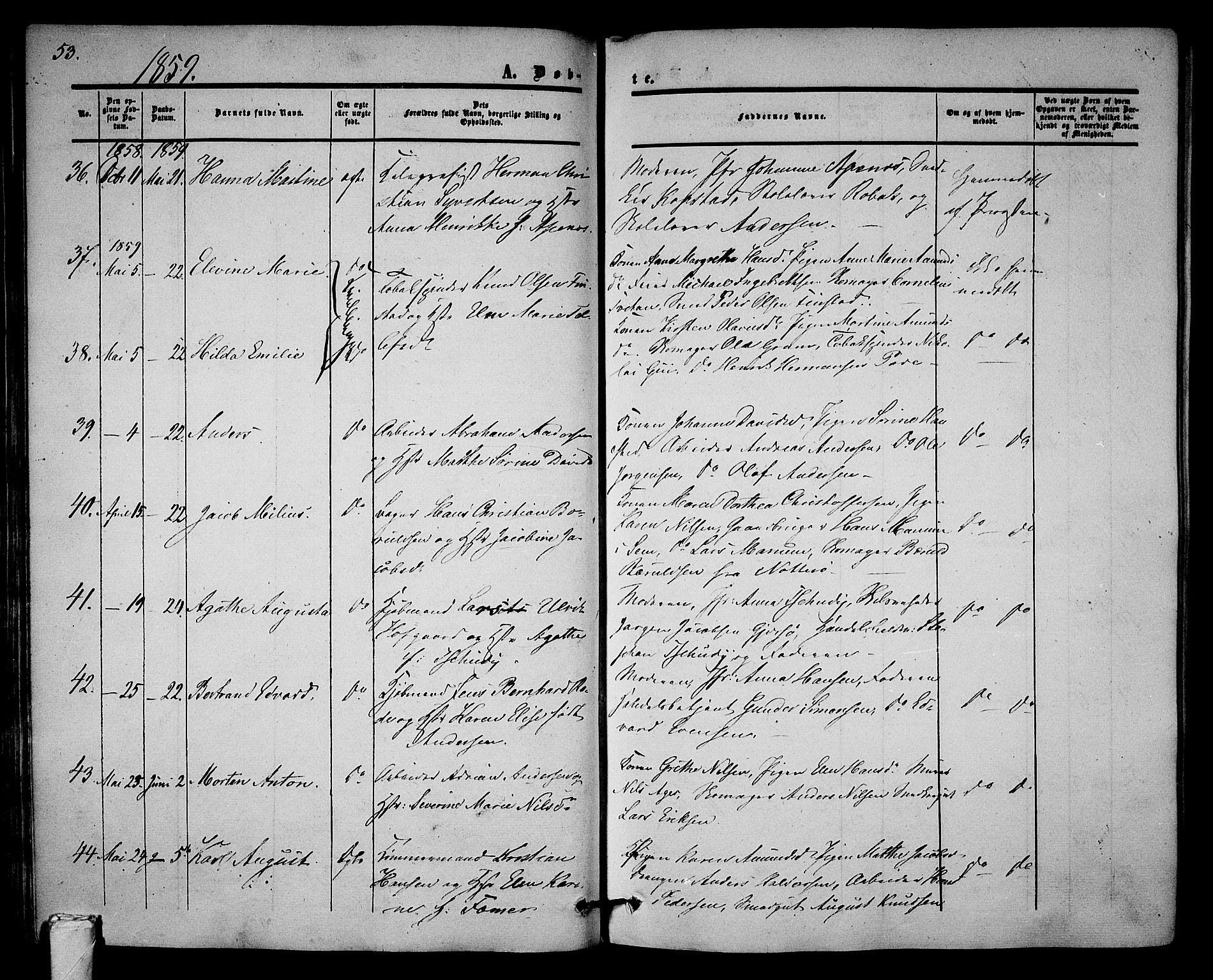 Tønsberg kirkebøker, AV/SAKO-A-330/G/Ga/L0003: Klokkerbok nr. 3, 1855-1864, s. 53