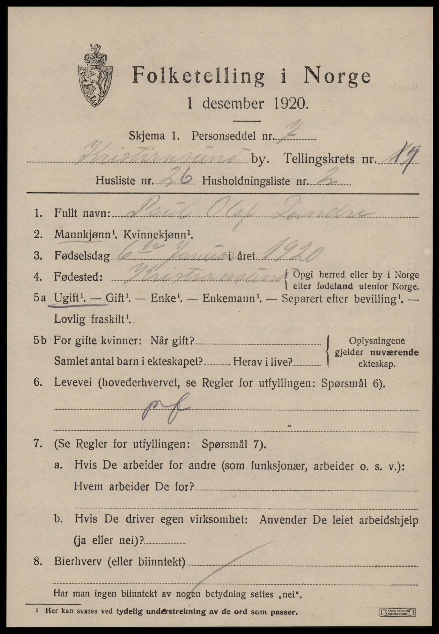 SAT, Folketelling 1920 for 1503 Kristiansund kjøpstad, 1920, s. 36581