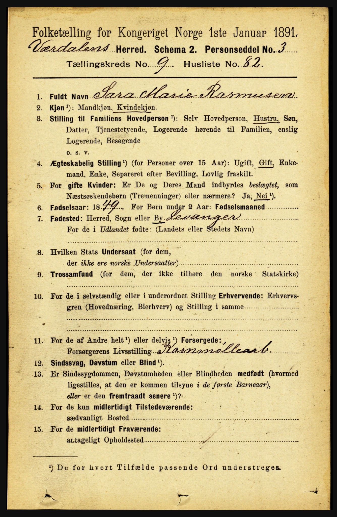 RA, Folketelling 1891 for 1721 Verdal herred, 1891, s. 5528