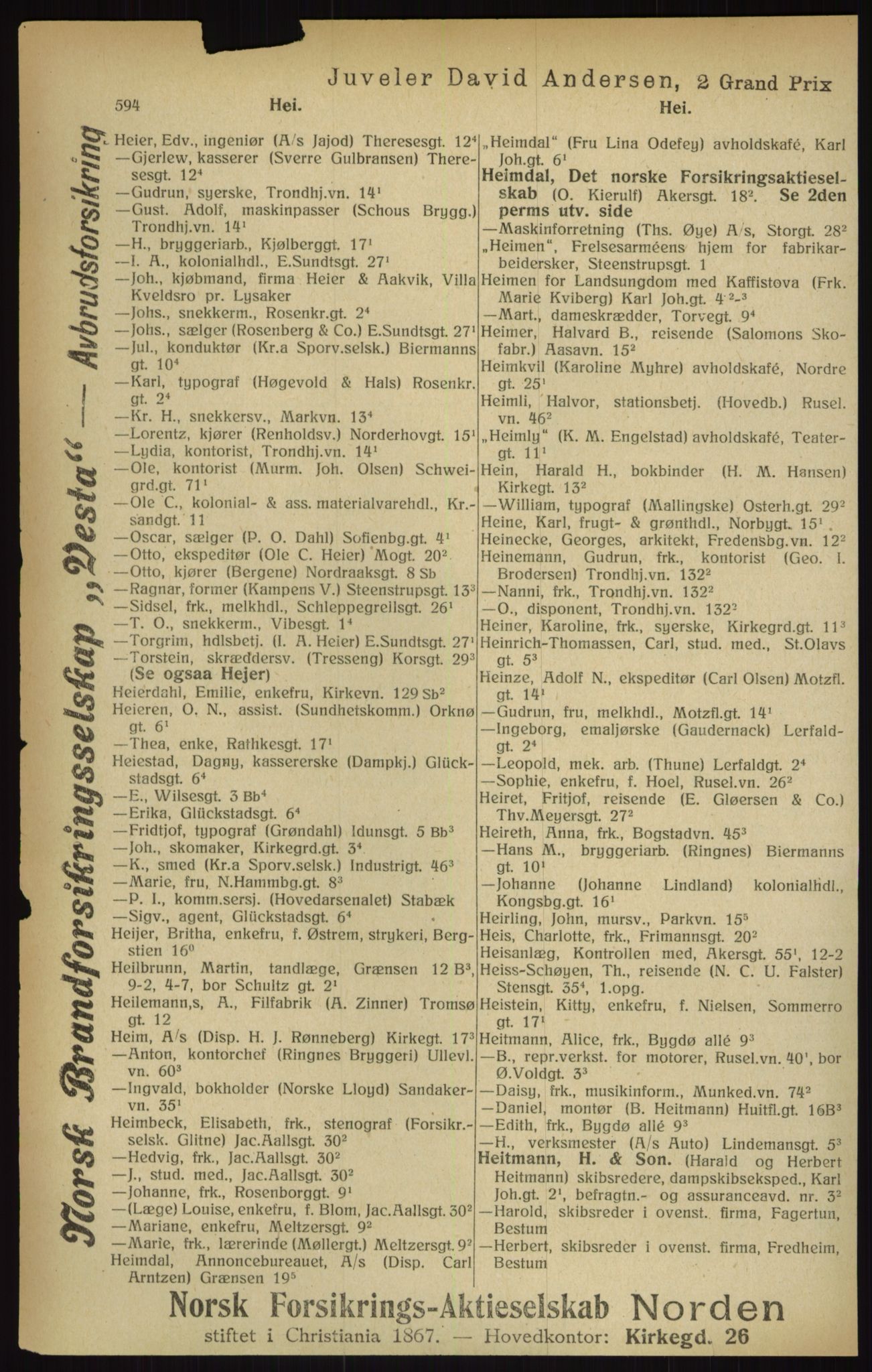 Kristiania/Oslo adressebok, PUBL/-, 1916, s. 594