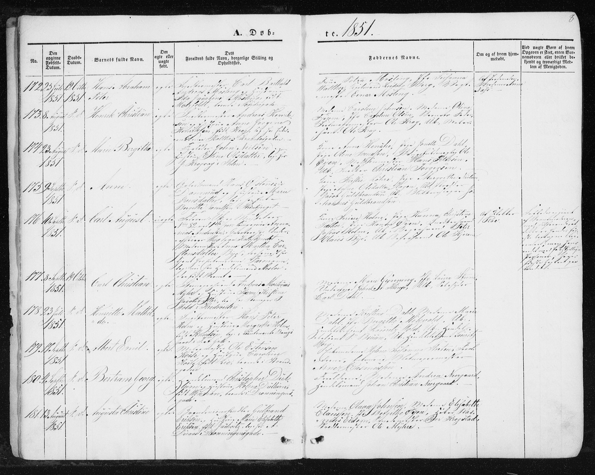 Ministerialprotokoller, klokkerbøker og fødselsregistre - Sør-Trøndelag, AV/SAT-A-1456/602/L0112: Ministerialbok nr. 602A10, 1848-1859, s. 8