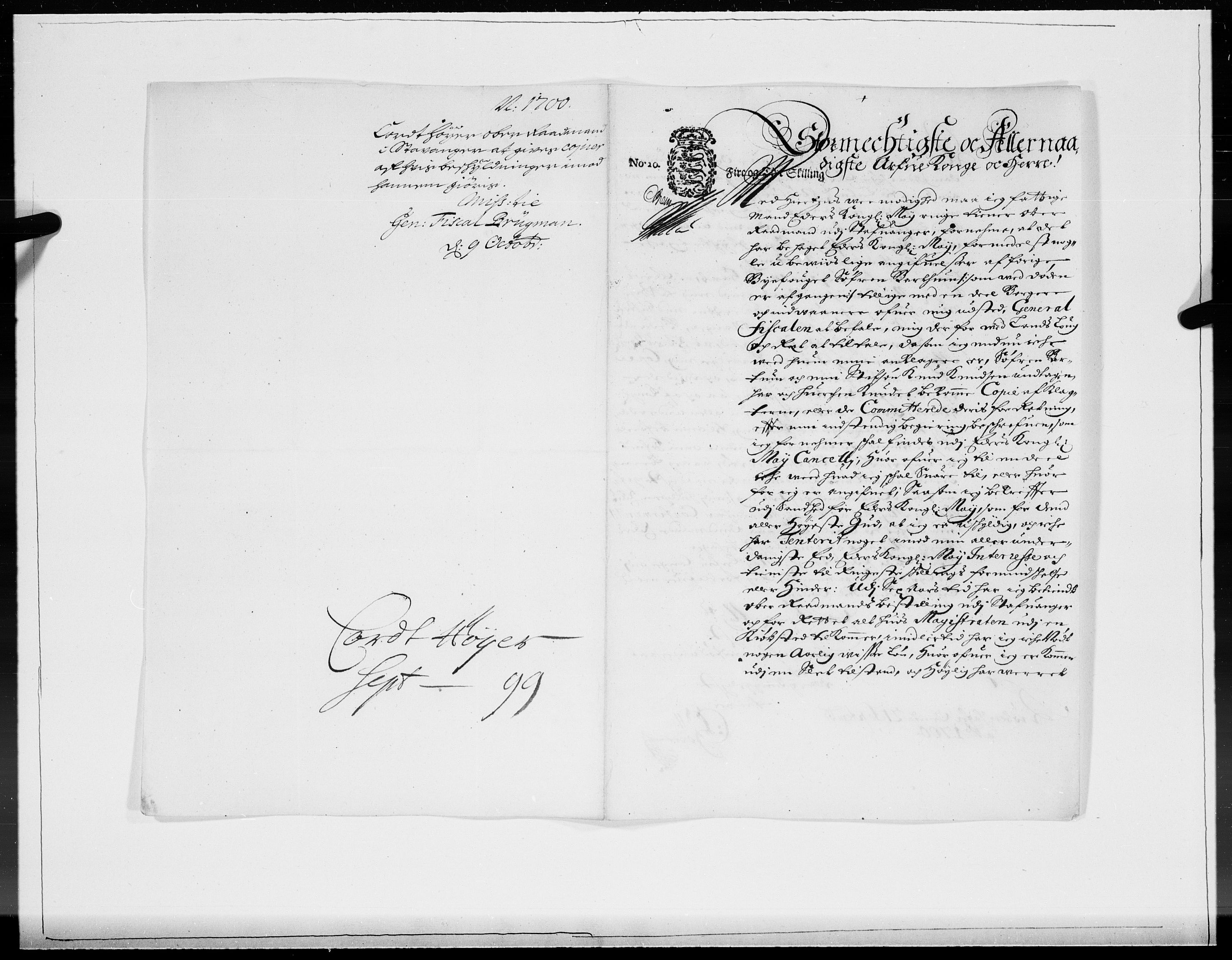 Danske Kanselli 1572-1799, AV/RA-EA-3023/F/Fc/Fcc/Fcca/L0051: Norske innlegg 1572-1799, 1700, s. 98