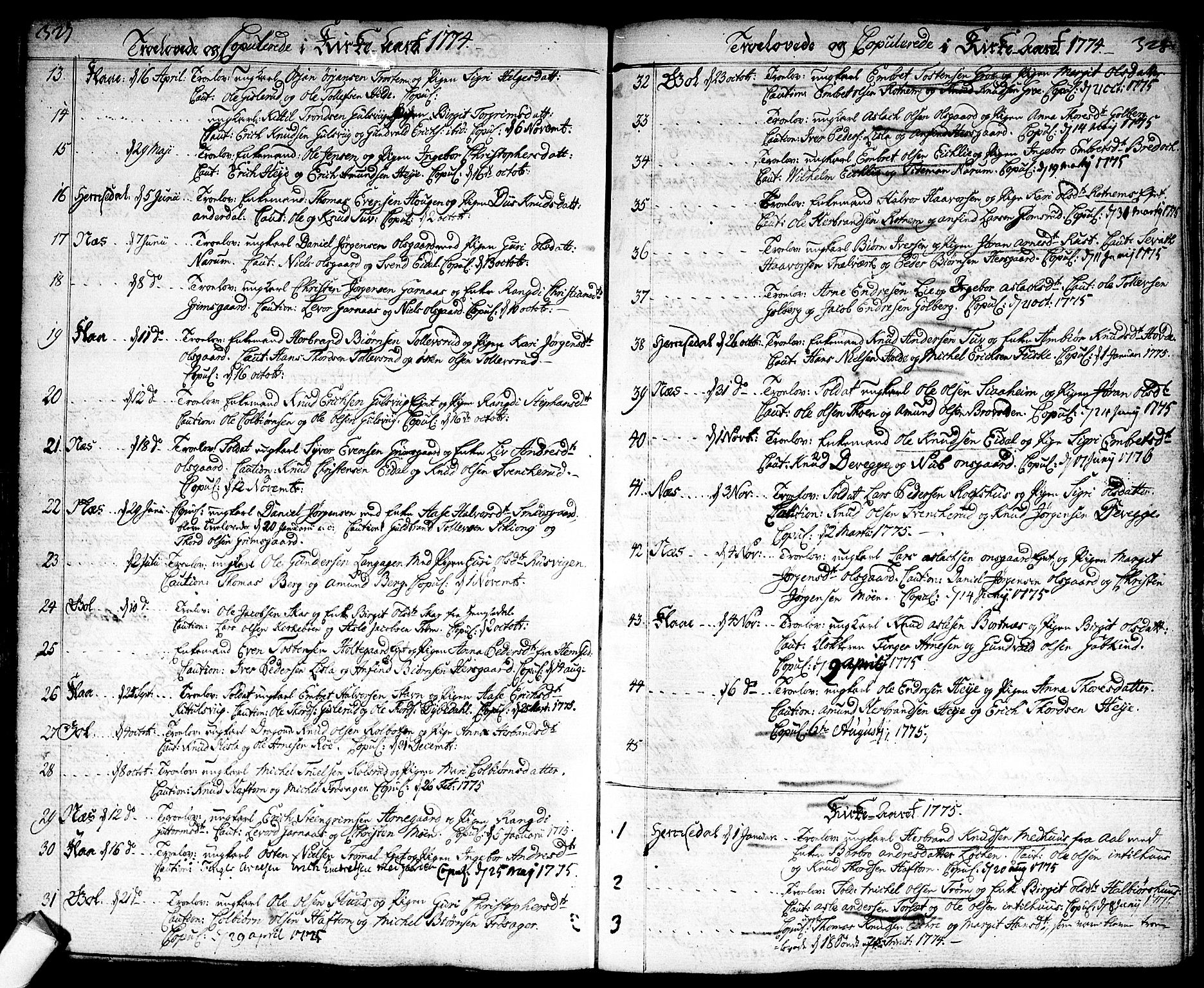 Nes kirkebøker, SAKO/A-236/F/Fa/L0004: Ministerialbok nr. 4, 1764-1786, s. 327-328