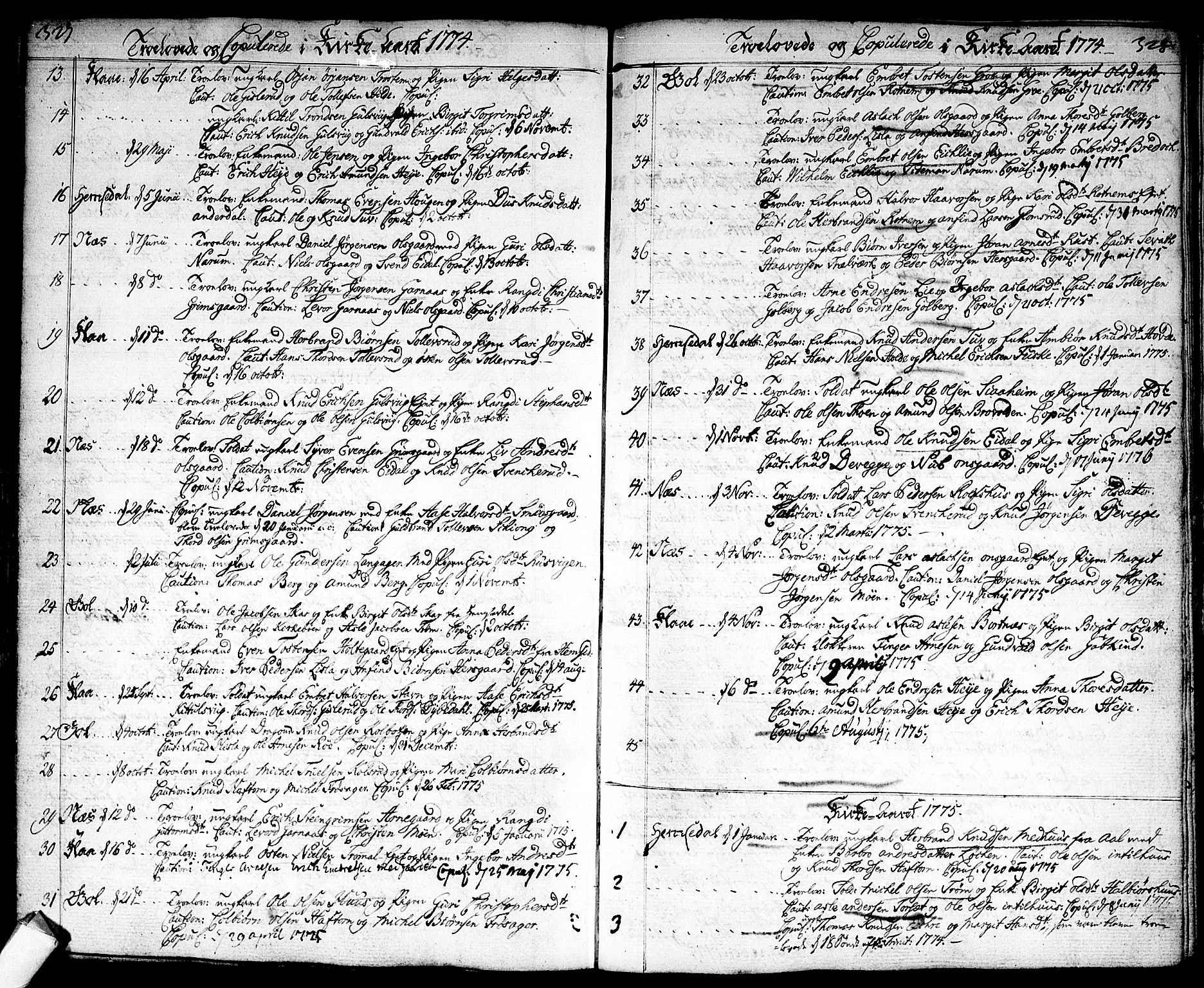 Nes kirkebøker, AV/SAKO-A-236/F/Fa/L0004: Ministerialbok nr. 4, 1764-1786, s. 327-328