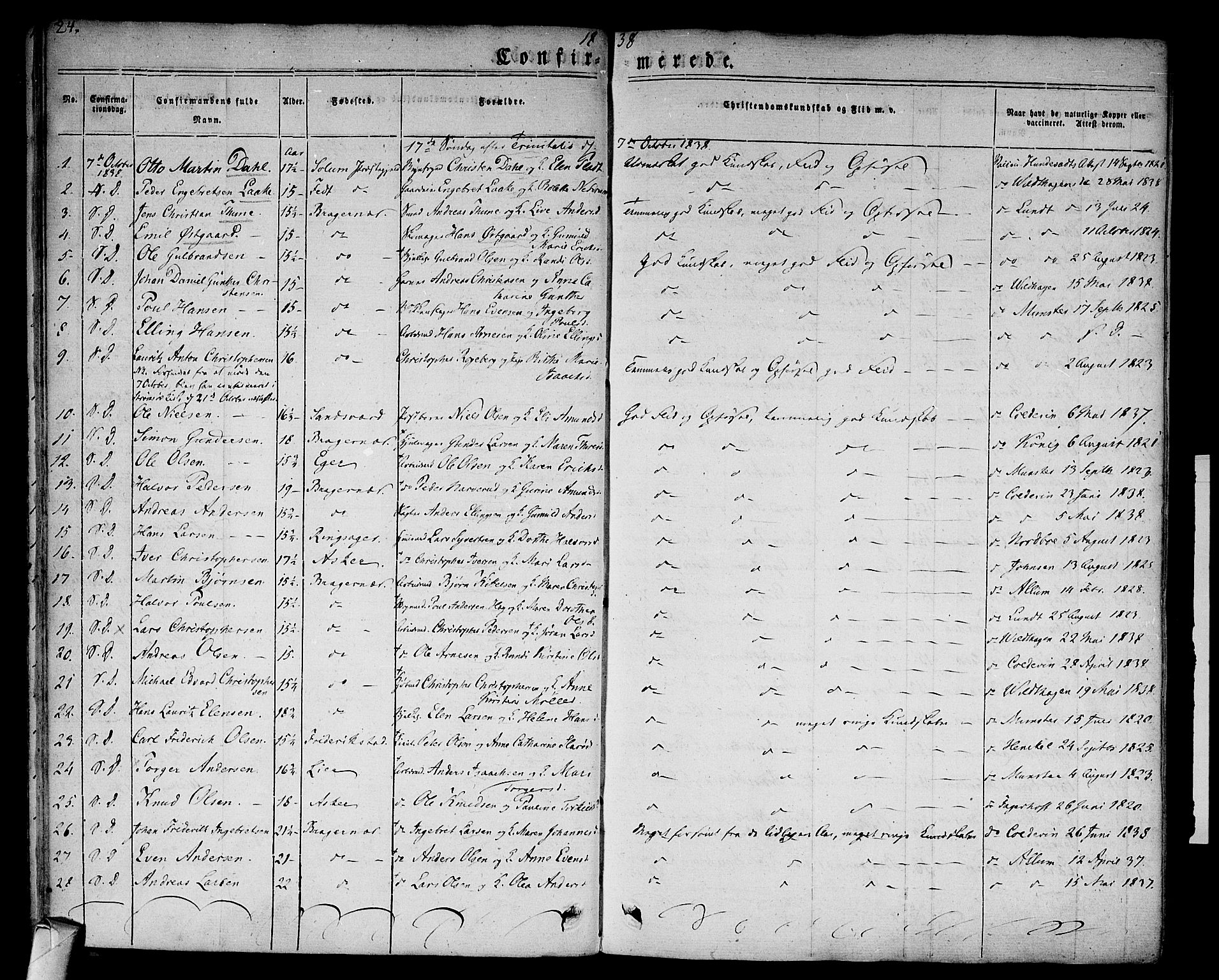 Bragernes kirkebøker, AV/SAKO-A-6/F/Fc/L0001: Ministerialbok nr. III 1, 1830-1853, s. 24