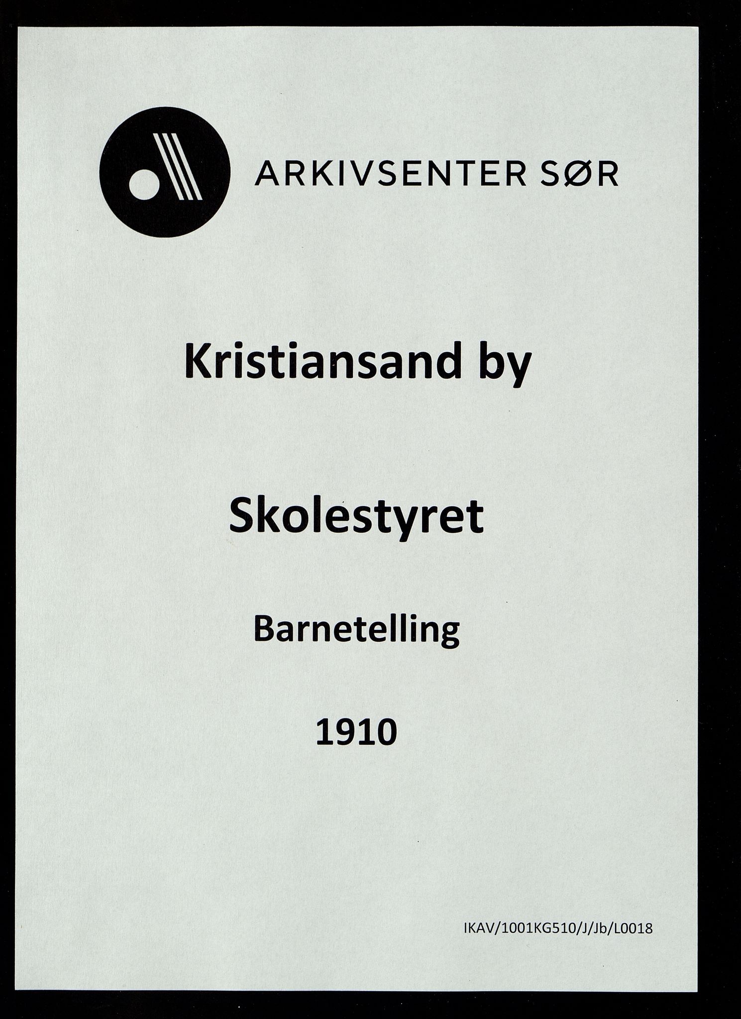 Kristiansand By - Skolekommisjonen/ -Styret, IKAV/1001KG510/J/Jb/L0018: Barnetelling, 1910