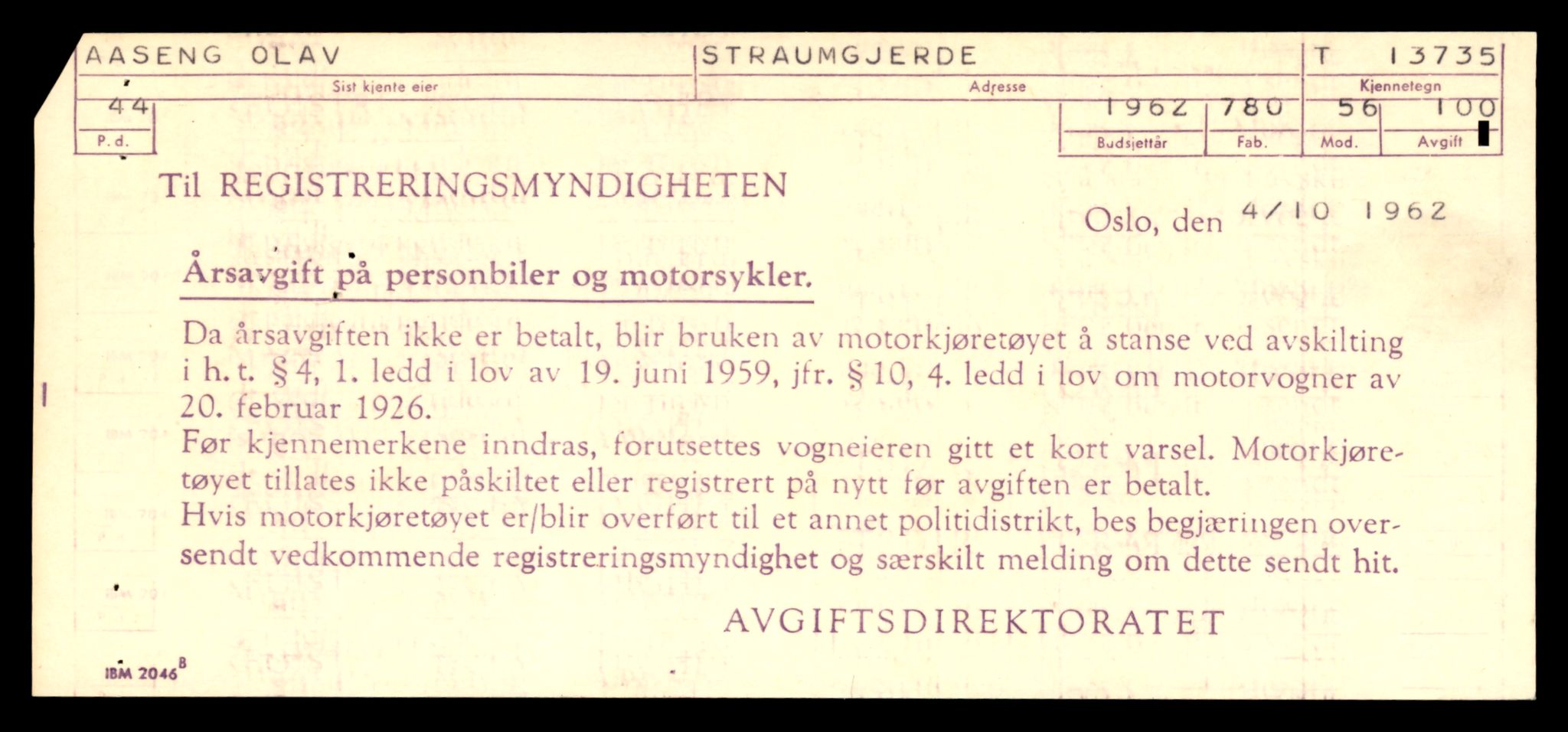 Møre og Romsdal vegkontor - Ålesund trafikkstasjon, AV/SAT-A-4099/F/Fe/L0041: Registreringskort for kjøretøy T 13710 - T 13905, 1927-1998, s. 437