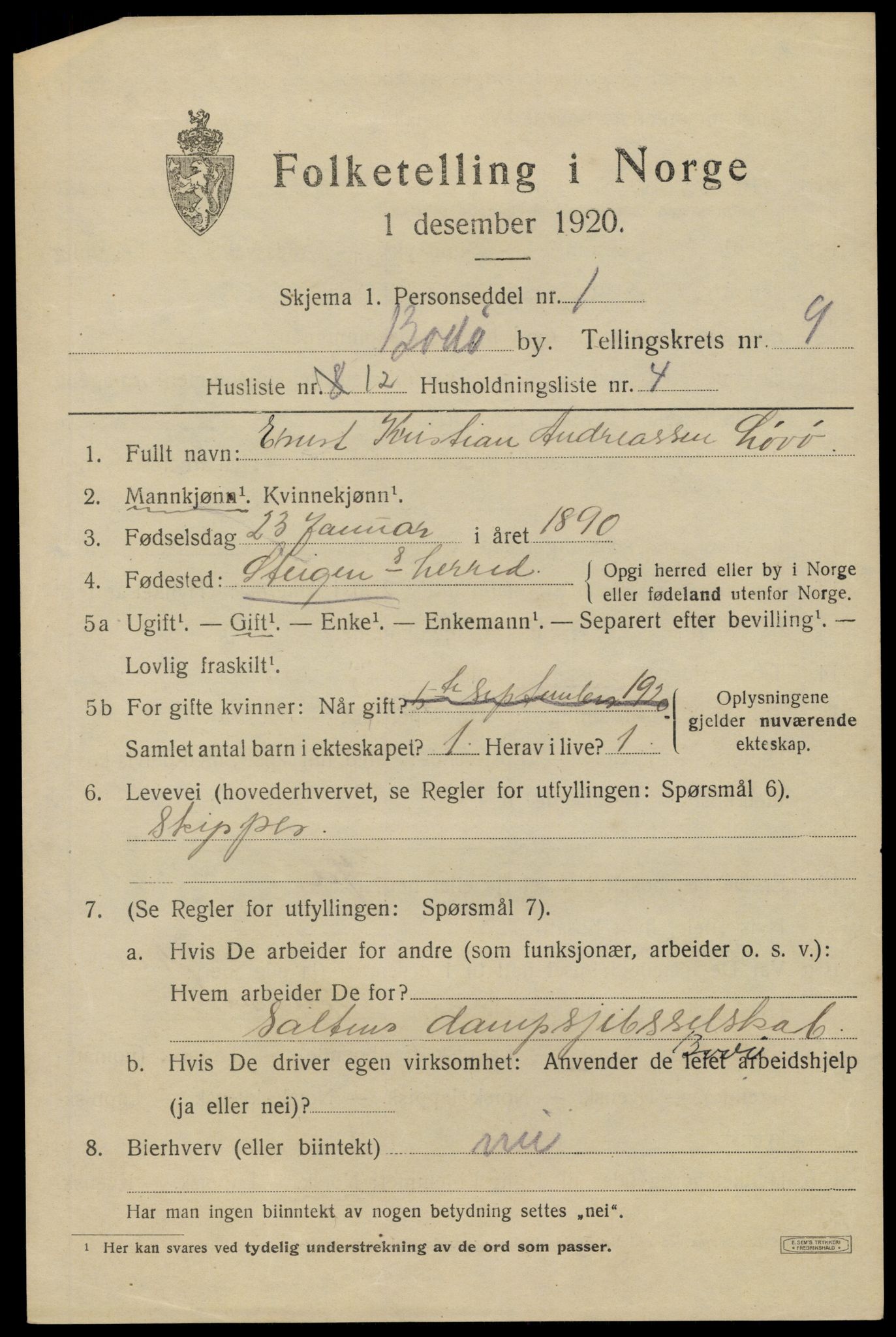 SAT, Folketelling 1920 for 1804 Bodø kjøpstad, 1920, s. 13077