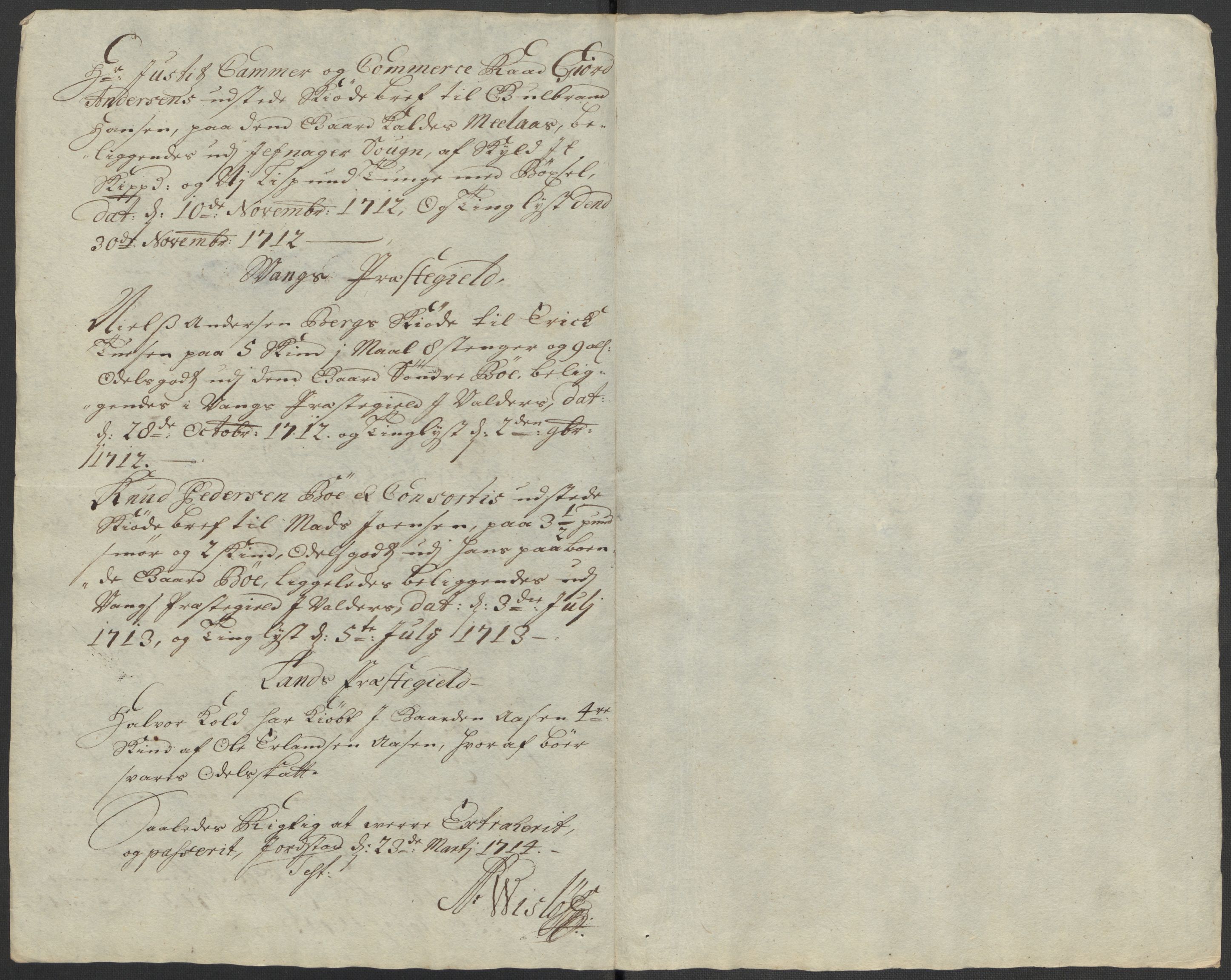 Rentekammeret inntil 1814, Reviderte regnskaper, Fogderegnskap, RA/EA-4092/R18/L1311: Fogderegnskap Hadeland, Toten og Valdres, 1713, s. 245