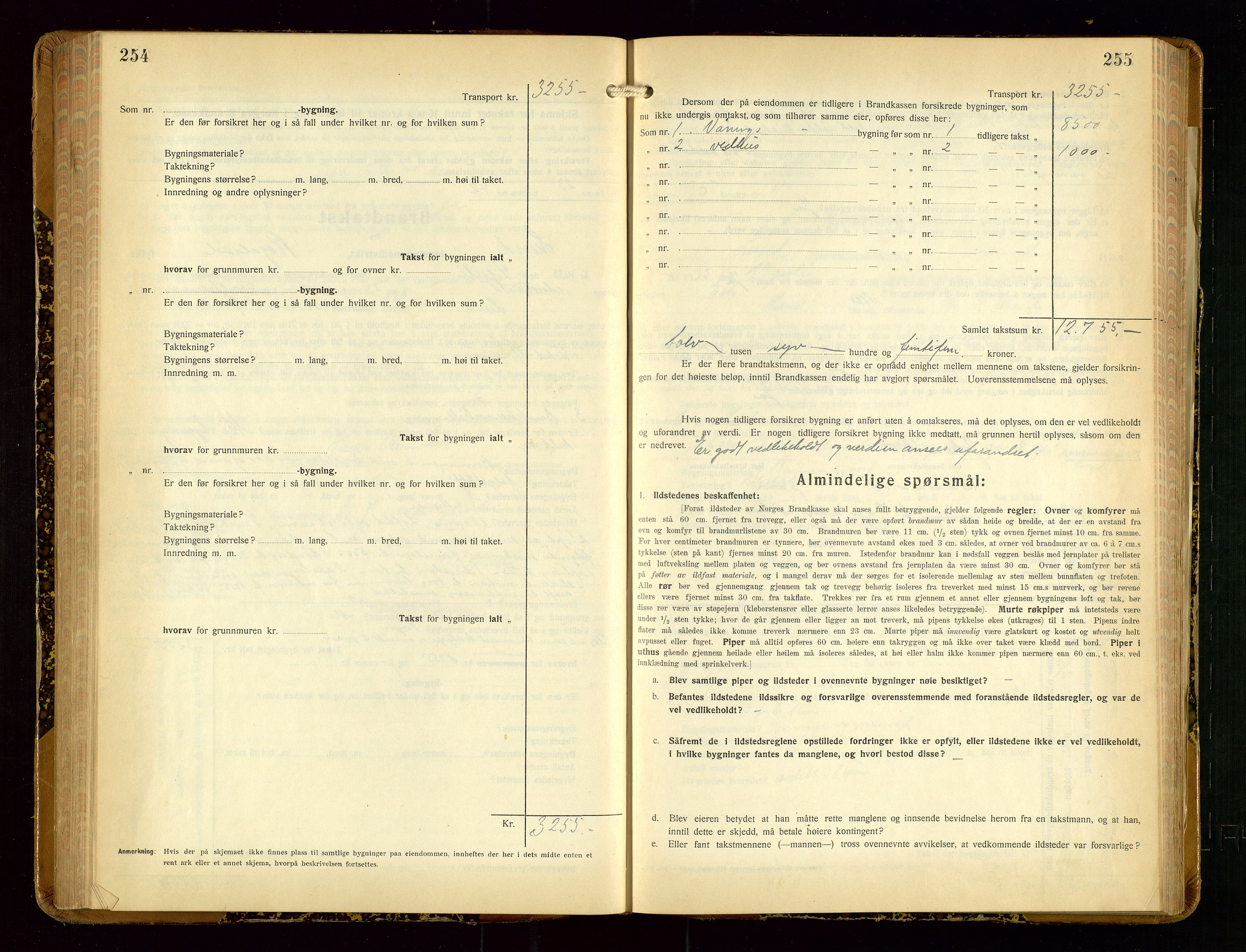 Lund lensmannskontor, SAST/A-100303/Gob/L0005: "Brandtakstprotokoll", 1929-1938, s. 254-255