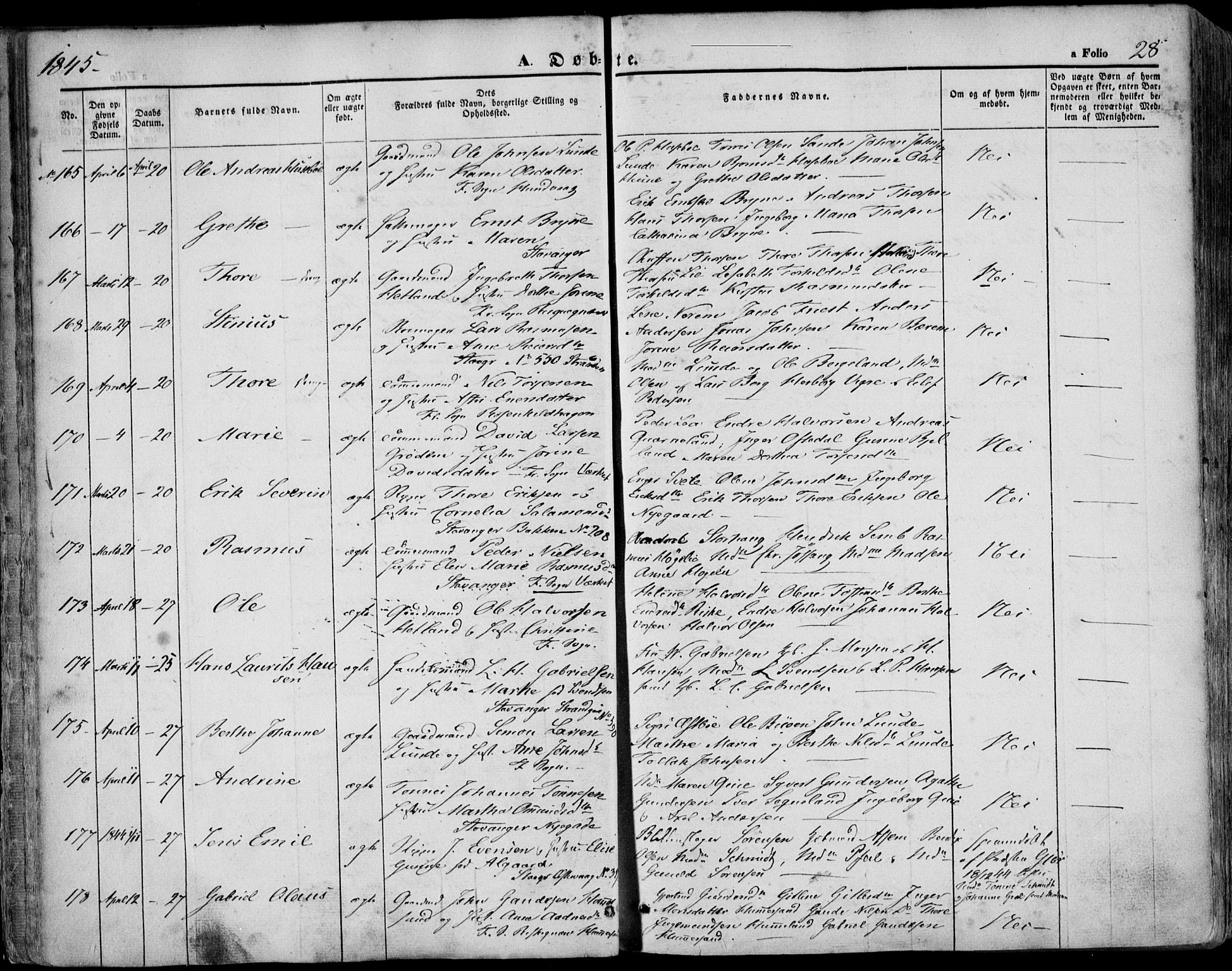 Domkirken sokneprestkontor, AV/SAST-A-101812/001/30/30BA/L0016: Ministerialbok nr. A 15, 1844-1854, s. 28