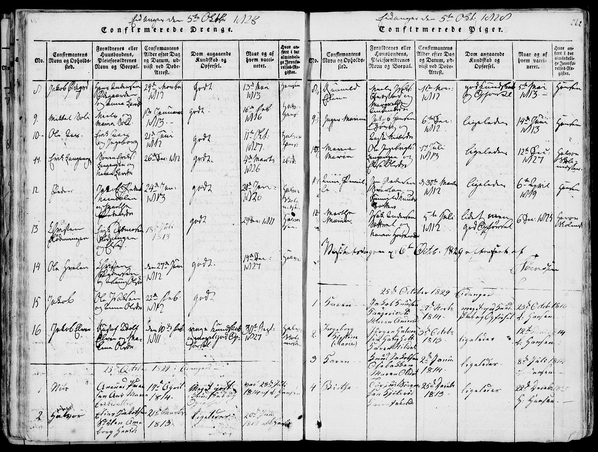 Eidanger kirkebøker, AV/SAKO-A-261/F/Fa/L0007: Ministerialbok nr. 7, 1814-1831, s. 262