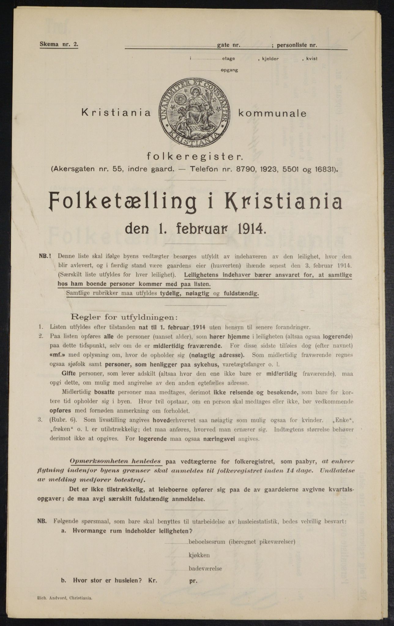 OBA, Kommunal folketelling 1.2.1914 for Kristiania, 1914, s. 100564