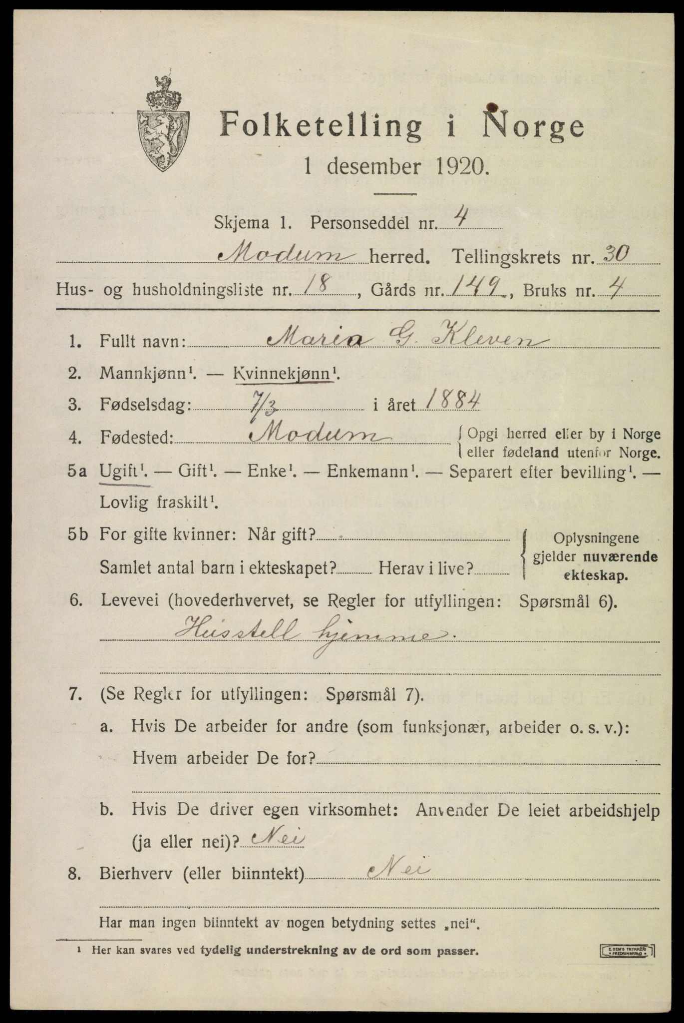 SAKO, Folketelling 1920 for 0623 Modum herred, 1920, s. 27847