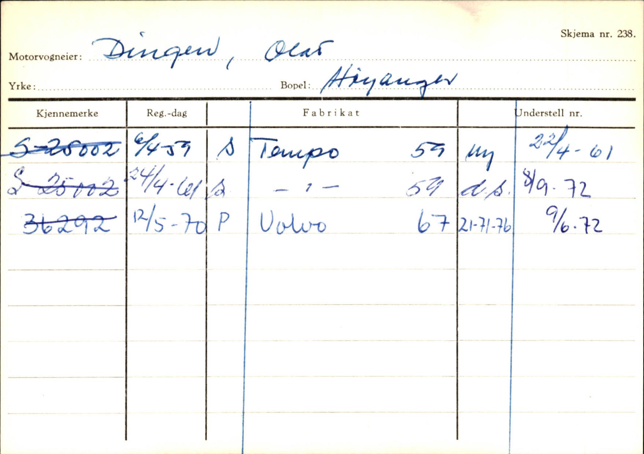 Statens vegvesen, Sogn og Fjordane vegkontor, SAB/A-5301/4/F/L0130: Eigarregister Eid T-Å. Høyanger A-O, 1945-1975, s. 893