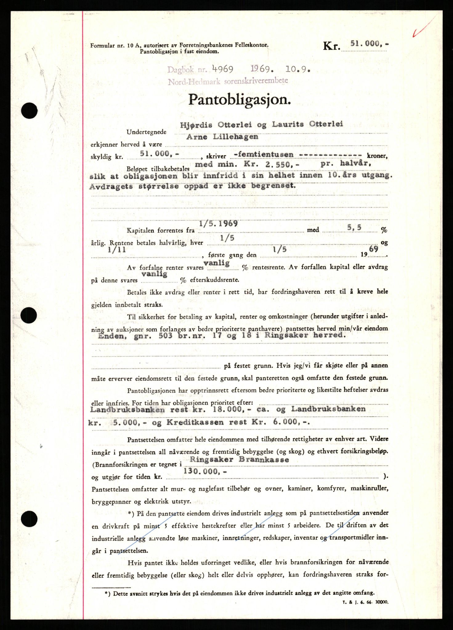 Nord-Hedmark sorenskriveri, SAH/TING-012/H/Hb/Hbf/L0081: Pantebok nr. B81, 1969-1969, Dagboknr: 4969/1969