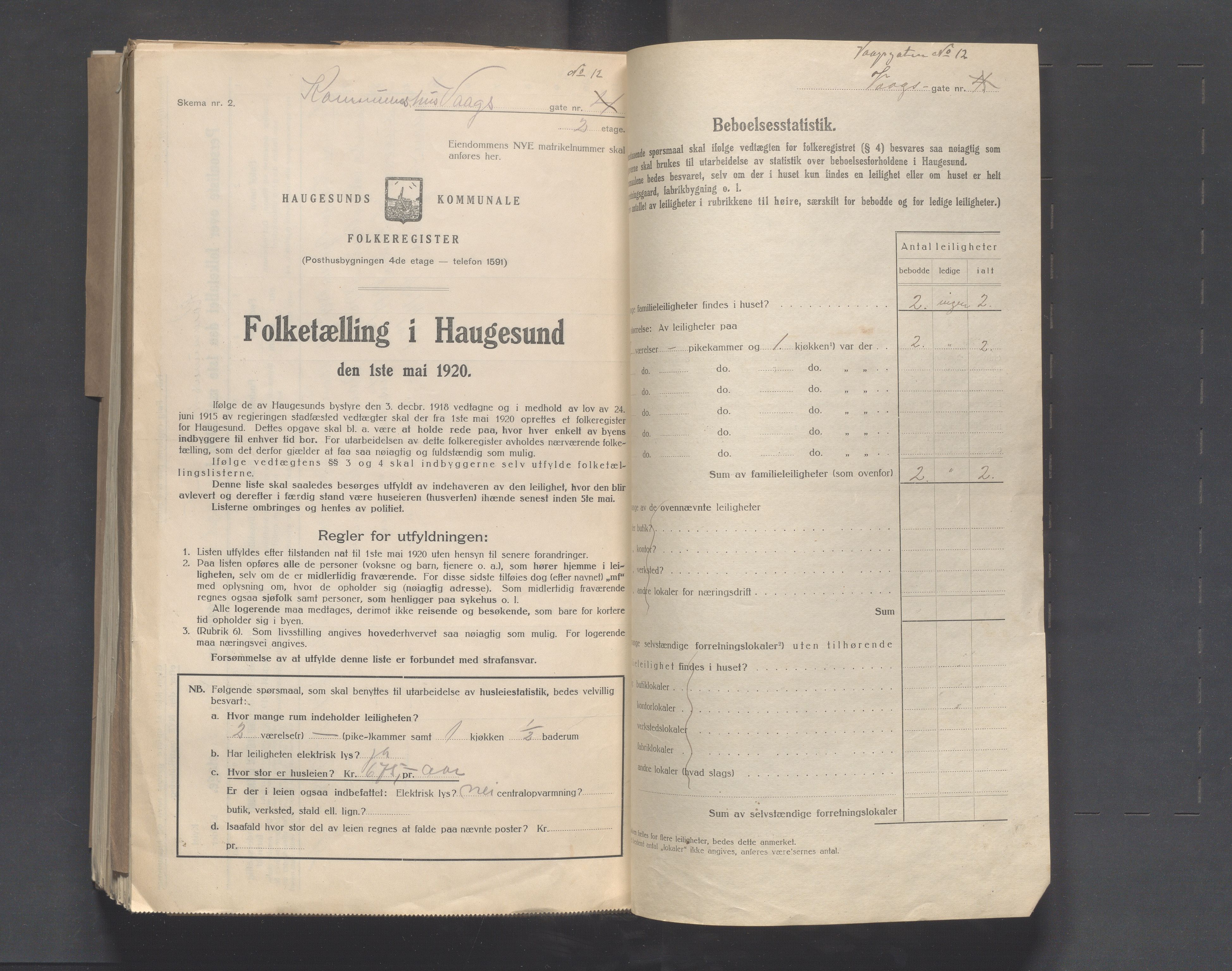 IKAR, Kommunal folketelling 1.5.1920 for Haugesund, 1920, s. 7150