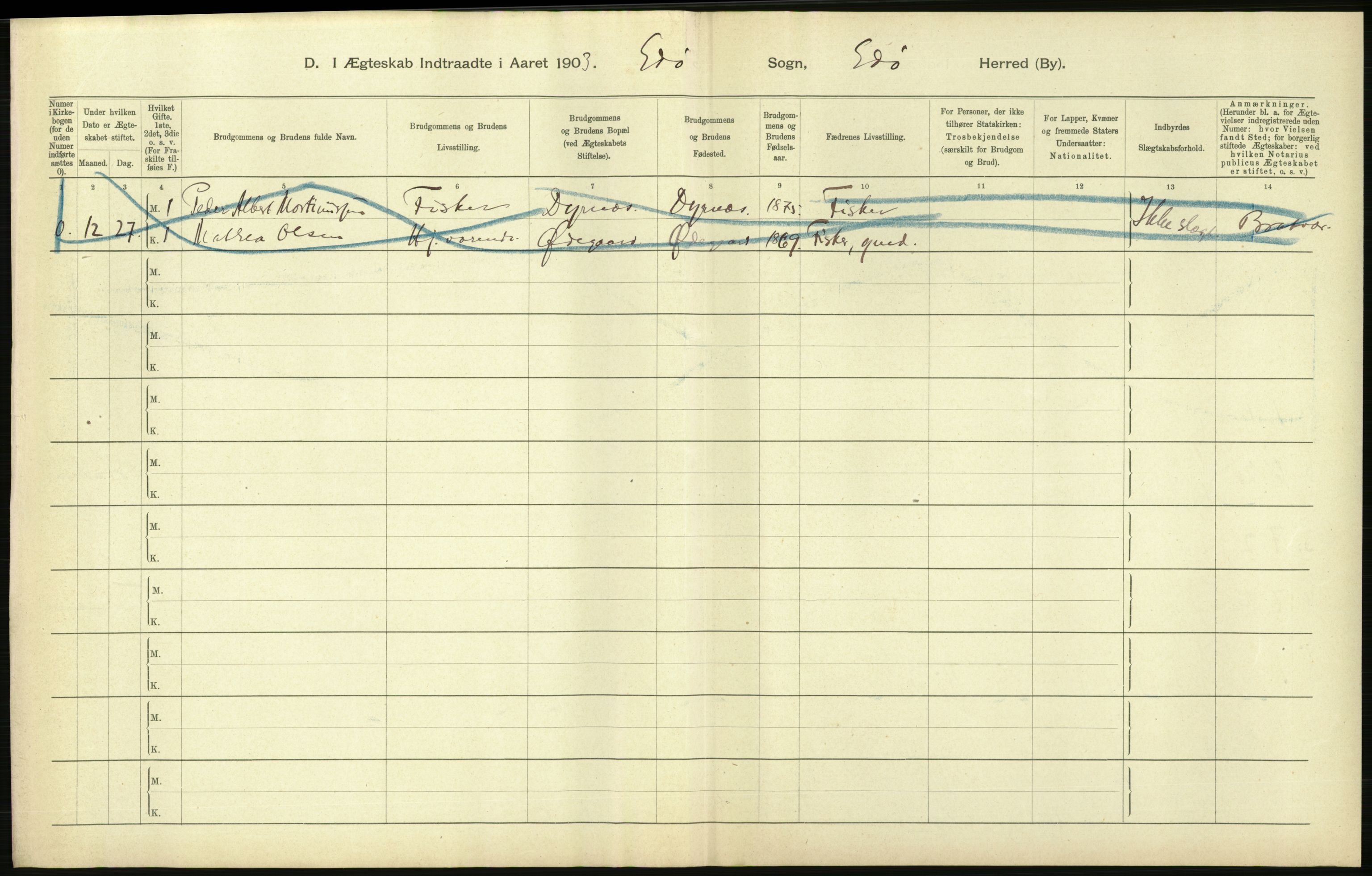 Statistisk sentralbyrå, Sosiodemografiske emner, Befolkning, AV/RA-S-2228/D/Df/Dfa/Dfaa/L0016: Romsdal amt: Fødte, gifte, døde., 1903, s. 702