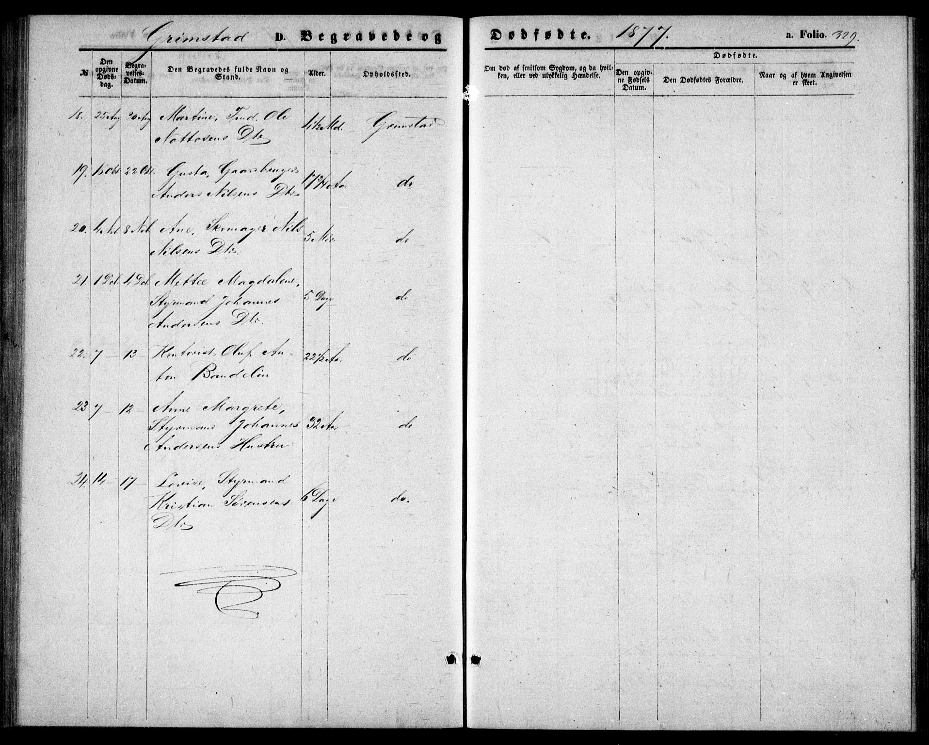 Fjære sokneprestkontor, SAK/1111-0011/F/Fb/L0009: Klokkerbok nr. B 9, 1867-1870, s. 329