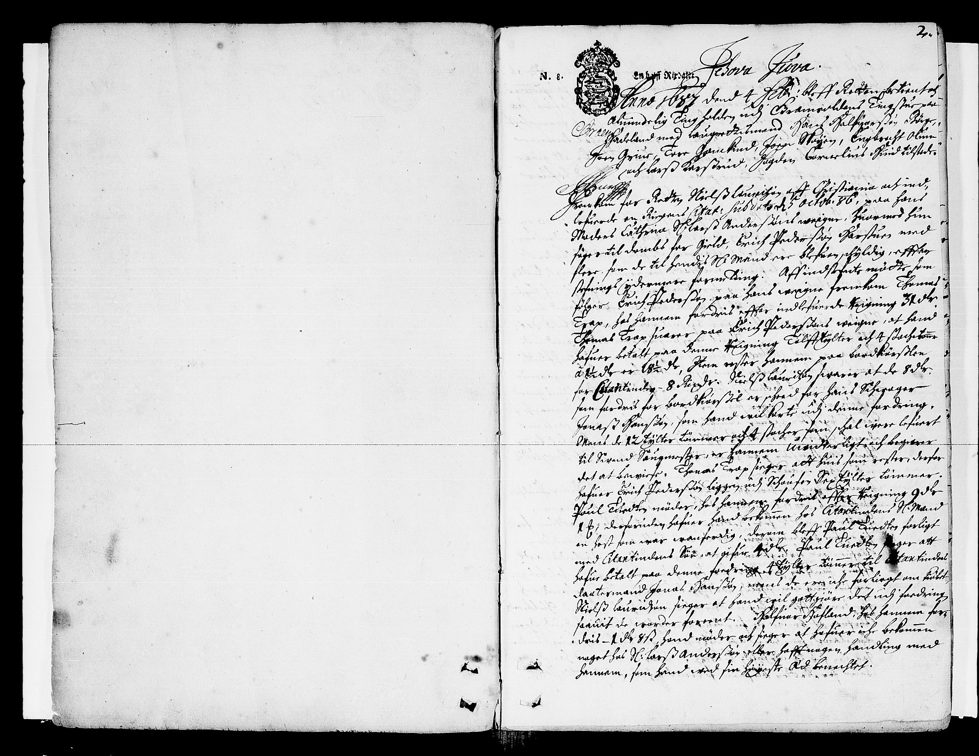 Hadeland, Land og Valdres sorenskriveri, SAH/TING-028/G/Gb/L0026: Tingbok, 1687-1688, s. 1b-2a