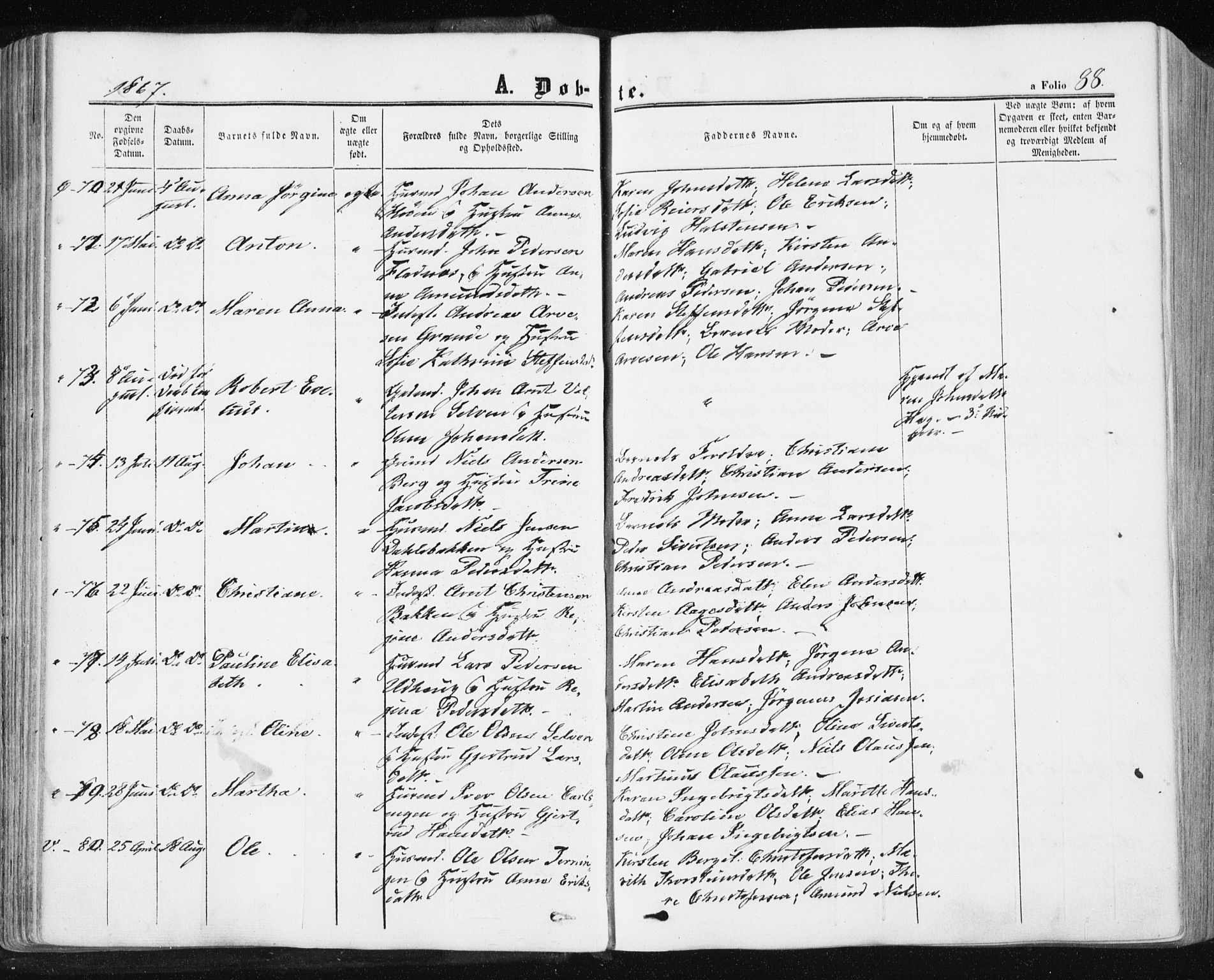 Ministerialprotokoller, klokkerbøker og fødselsregistre - Sør-Trøndelag, AV/SAT-A-1456/659/L0737: Ministerialbok nr. 659A07, 1857-1875, s. 88