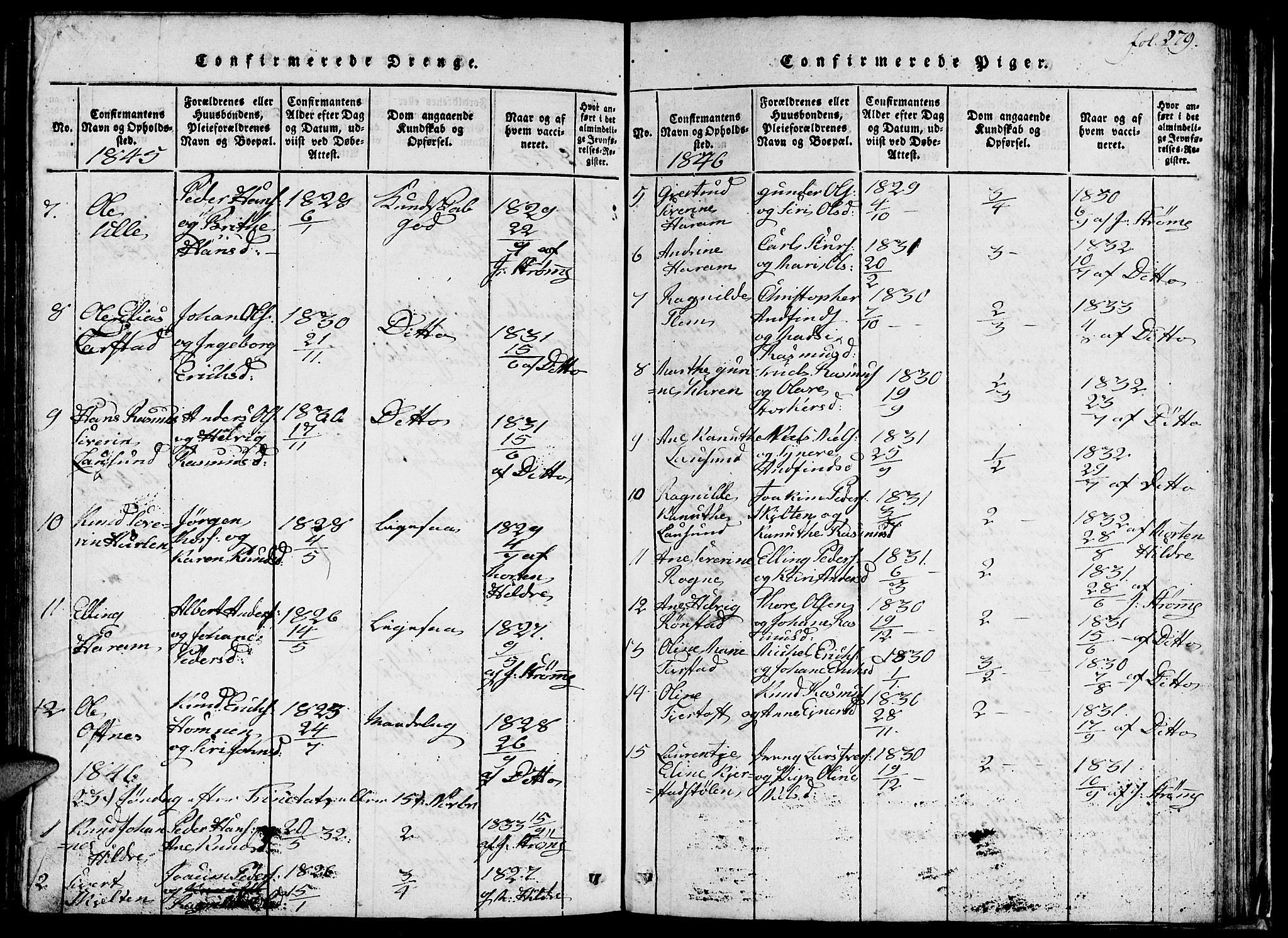 Ministerialprotokoller, klokkerbøker og fødselsregistre - Møre og Romsdal, SAT/A-1454/536/L0506: Klokkerbok nr. 536C01, 1818-1859, s. 279