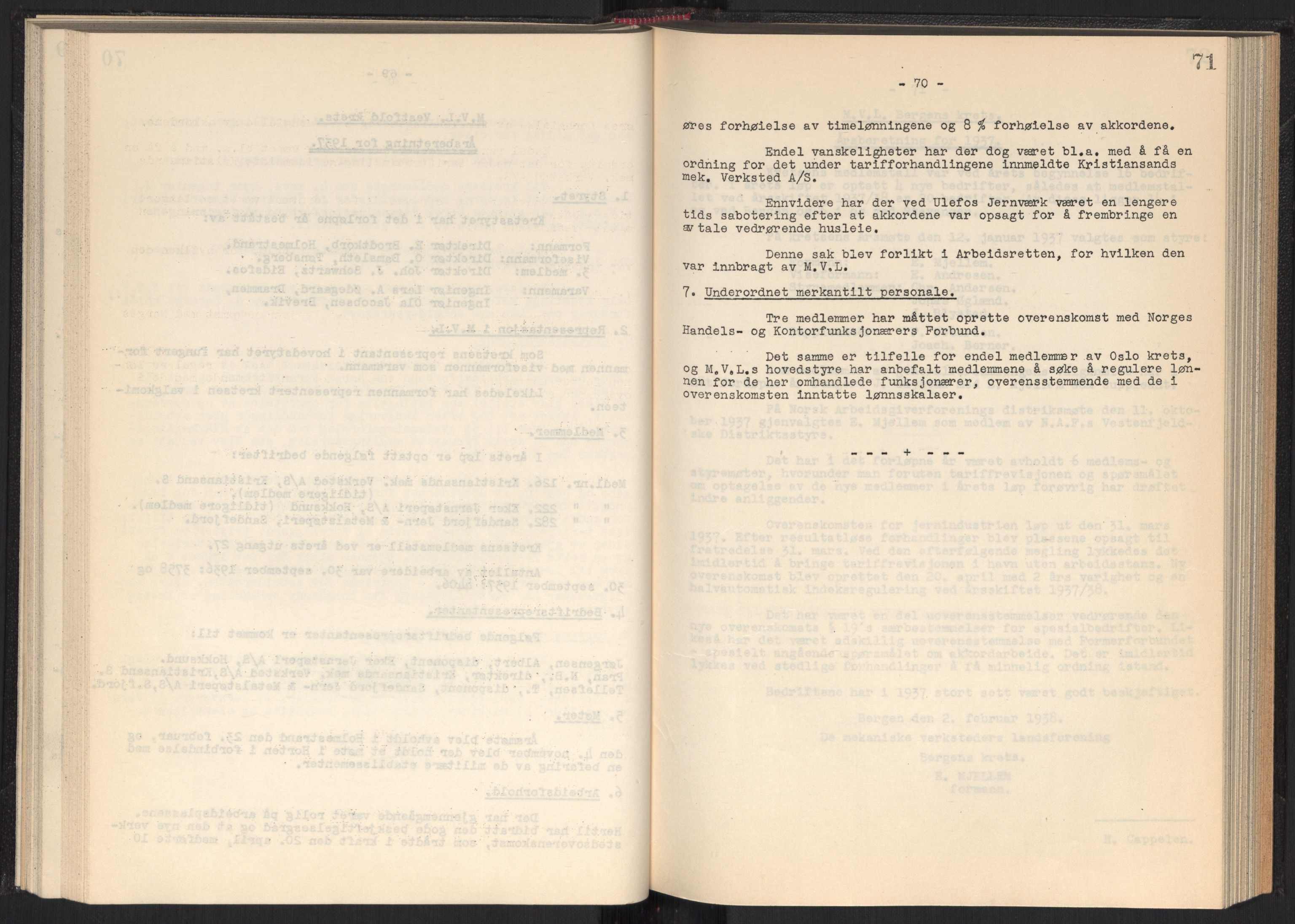 Teknologibedriftenes Landsforening TBL, RA/PA-1700/A/Ad/L0006: Årsberetning med register, 1937-1943, s. 71