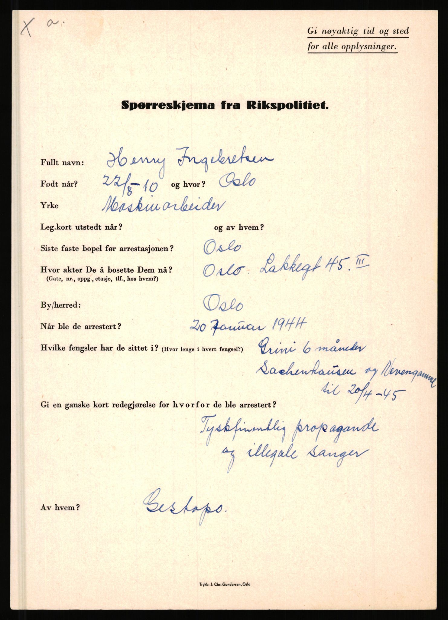 Rikspolitisjefen, AV/RA-S-1560/L/L0007: Heen, Erik C. - Iversen, Trygve, 1940-1945, s. 1115