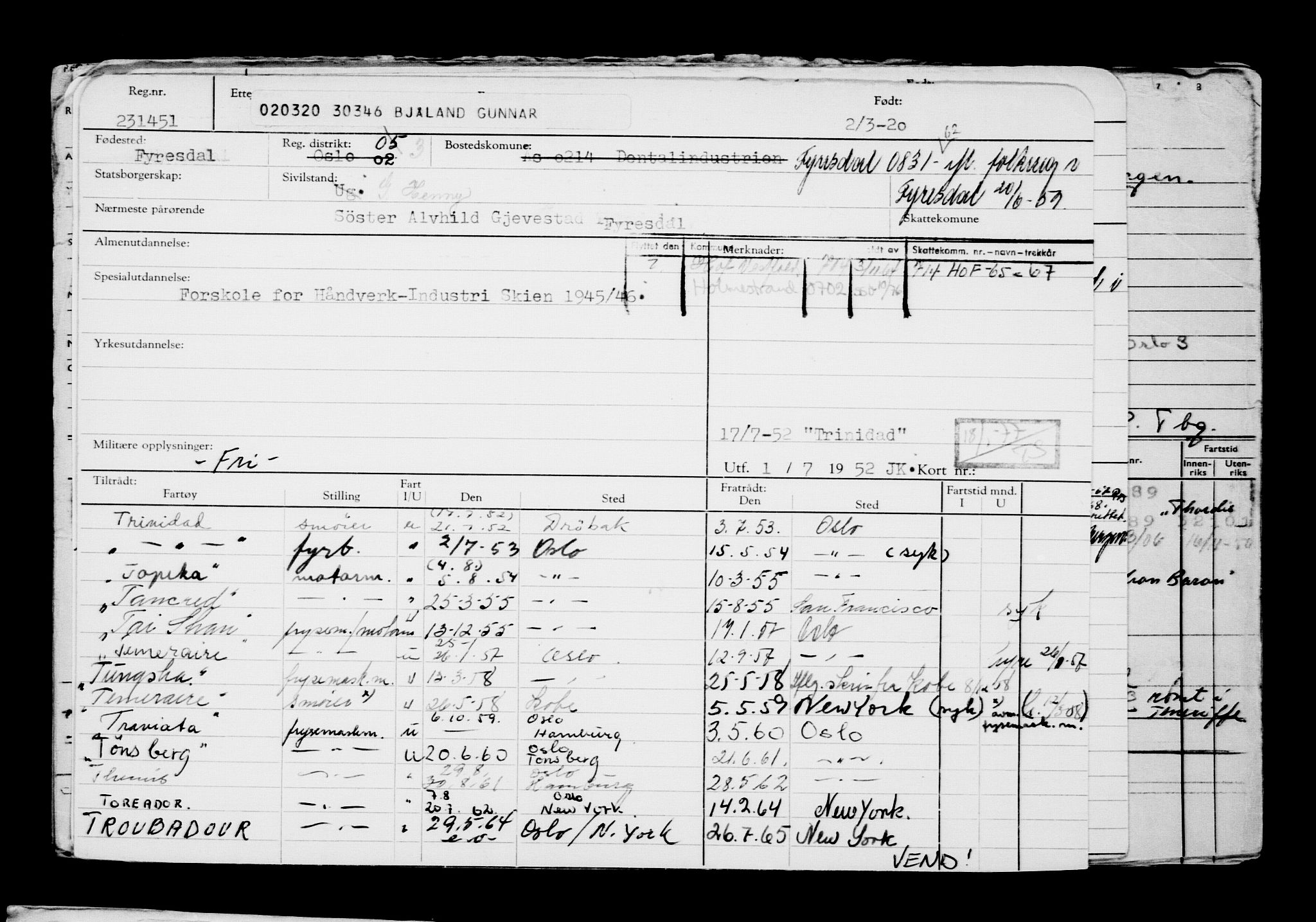 Direktoratet for sjømenn, RA/S-3545/G/Gb/L0177: Hovedkort, 1920, s. 664