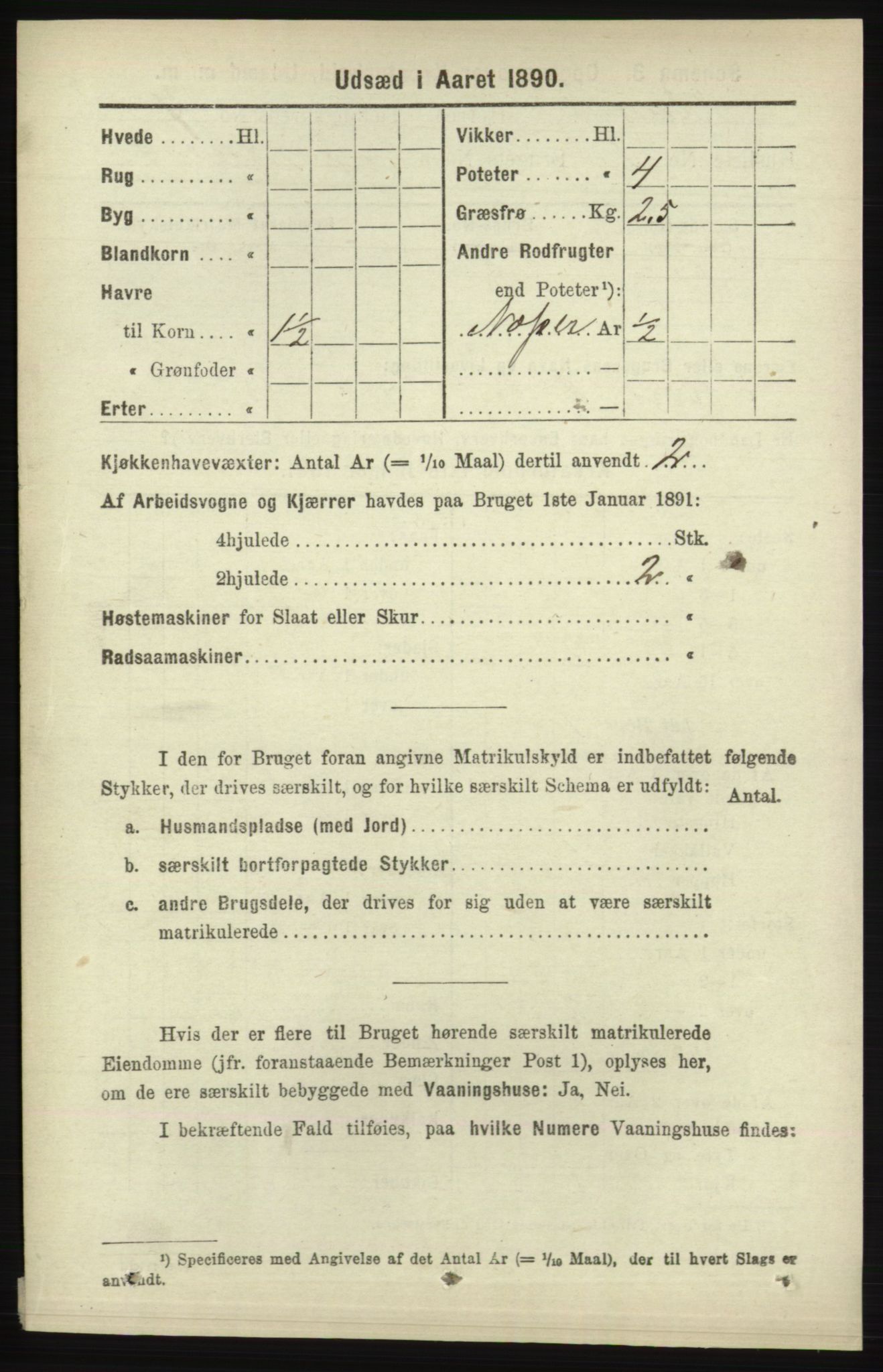 RA, Folketelling 1891 for 1041 Vanse herred, 1891, s. 9156