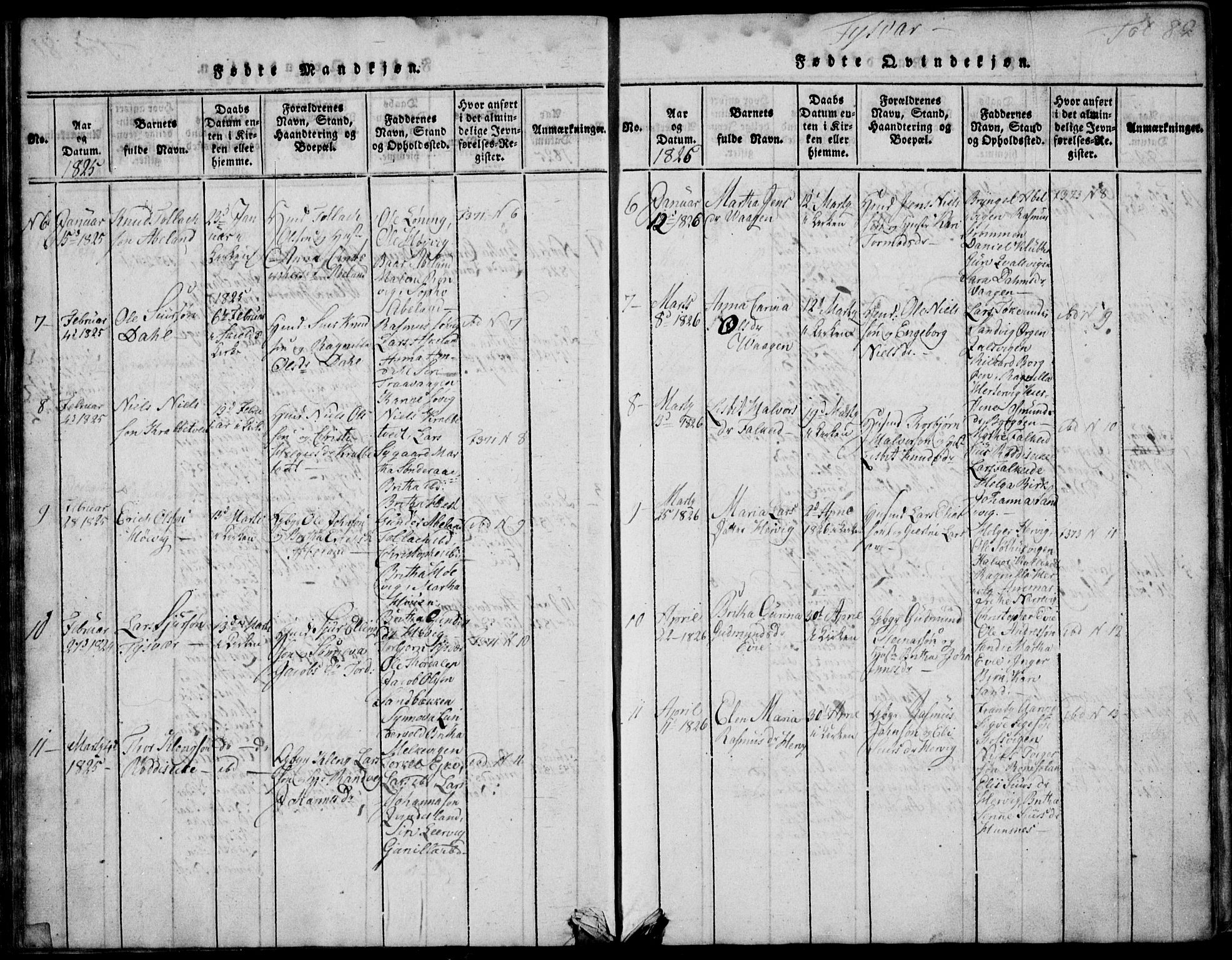 Skjold sokneprestkontor, SAST/A-101847/H/Ha/Hab/L0002: Klokkerbok nr. B 2 /1, 1815-1830, s. 82