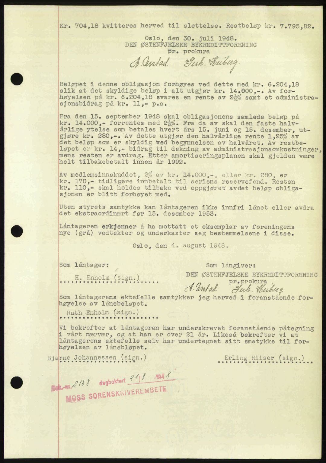 Moss sorenskriveri, SAO/A-10168: Pantebok nr. A20, 1948-1948, Dagboknr: 2188/1948