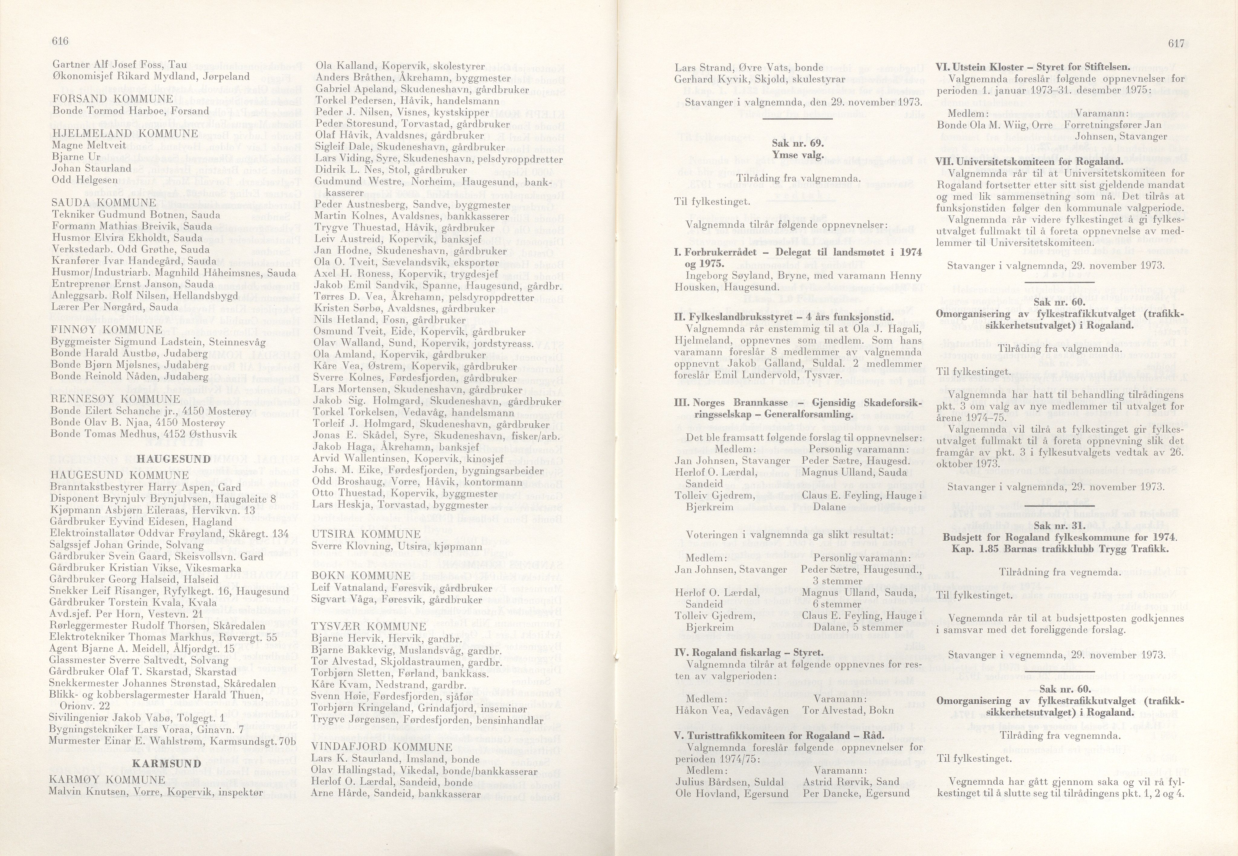 Rogaland fylkeskommune - Fylkesrådmannen , IKAR/A-900/A/Aa/Aaa/L0093: Møtebok , 1973, s. 616-617