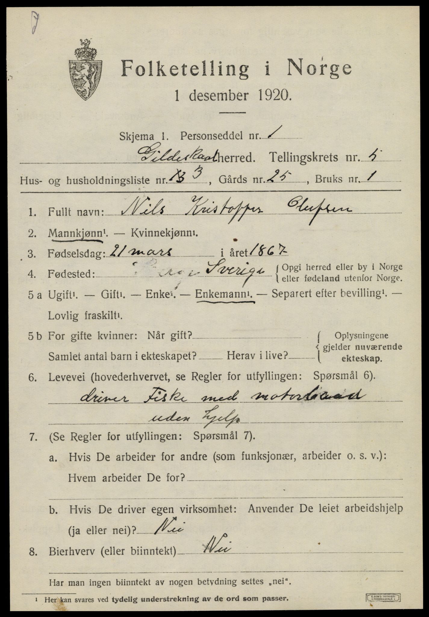 SAT, Folketelling 1920 for 1838 Gildeskål herred, 1920, s. 4008