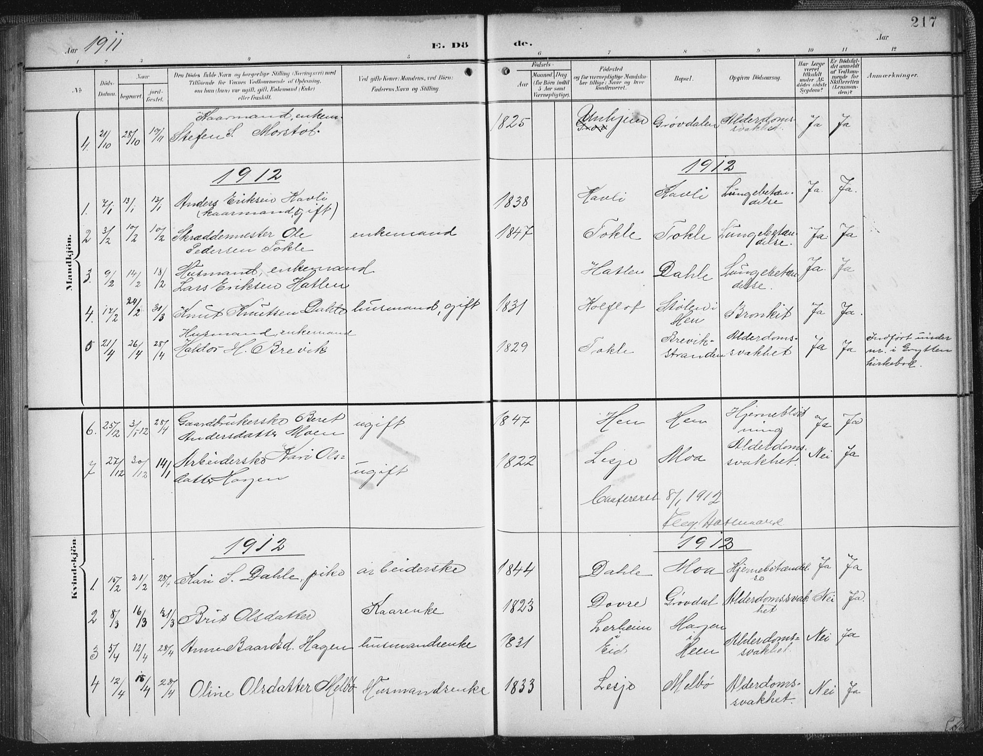 Ministerialprotokoller, klokkerbøker og fødselsregistre - Møre og Romsdal, AV/SAT-A-1454/545/L0589: Klokkerbok nr. 545C03, 1902-1937, s. 217